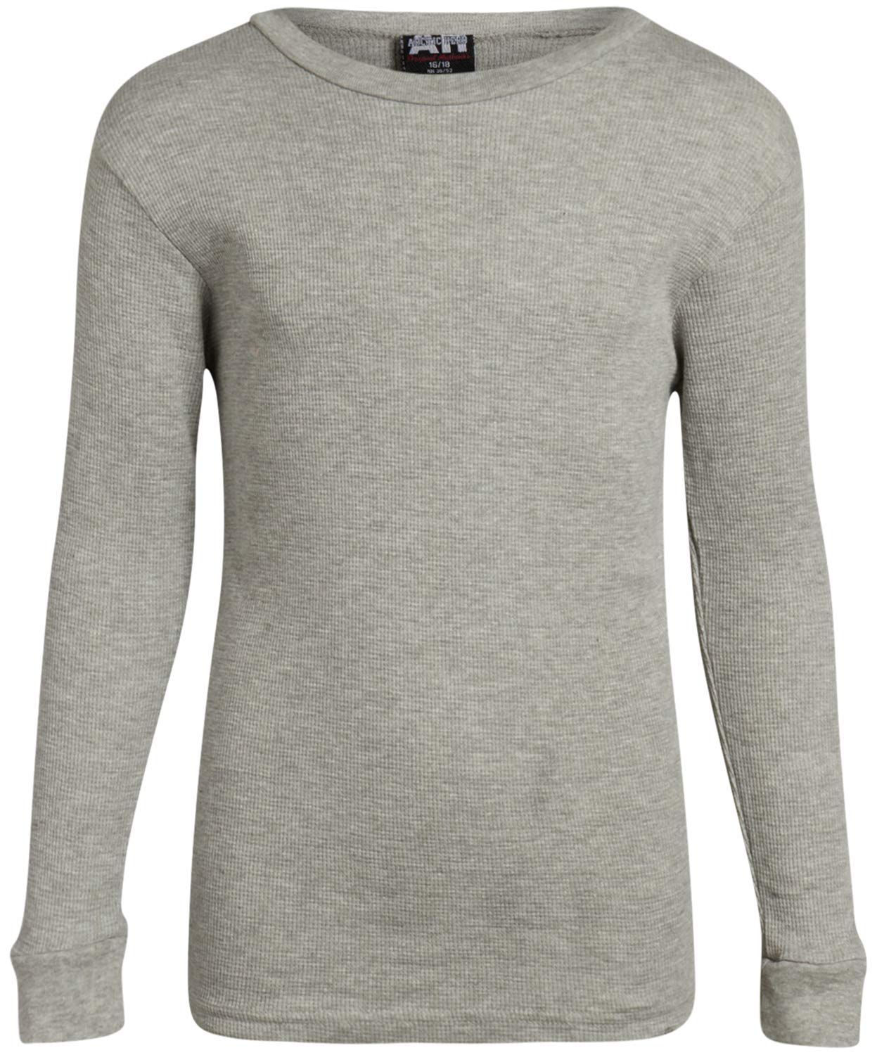 Arctic Hero Boys' Thermal Underwear - 4 Piece Waffle Knit Top and Long John Set (Size: 2-18), Size 8-10, Grey/Royal