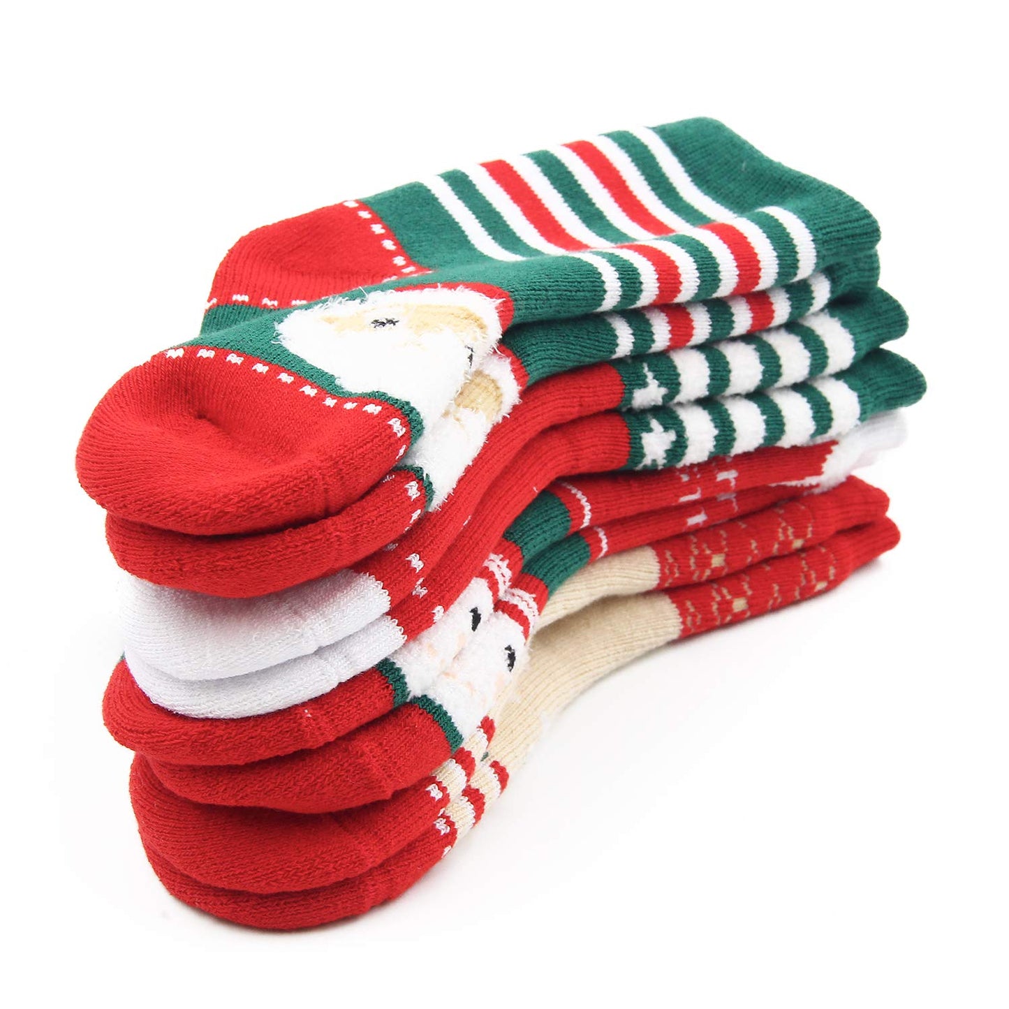 HowJoJo Big Boys Girls Christmas Socks Kids Warm Socks Winter Thermal Cotton Crew Socks 4 Pack 8-10 years