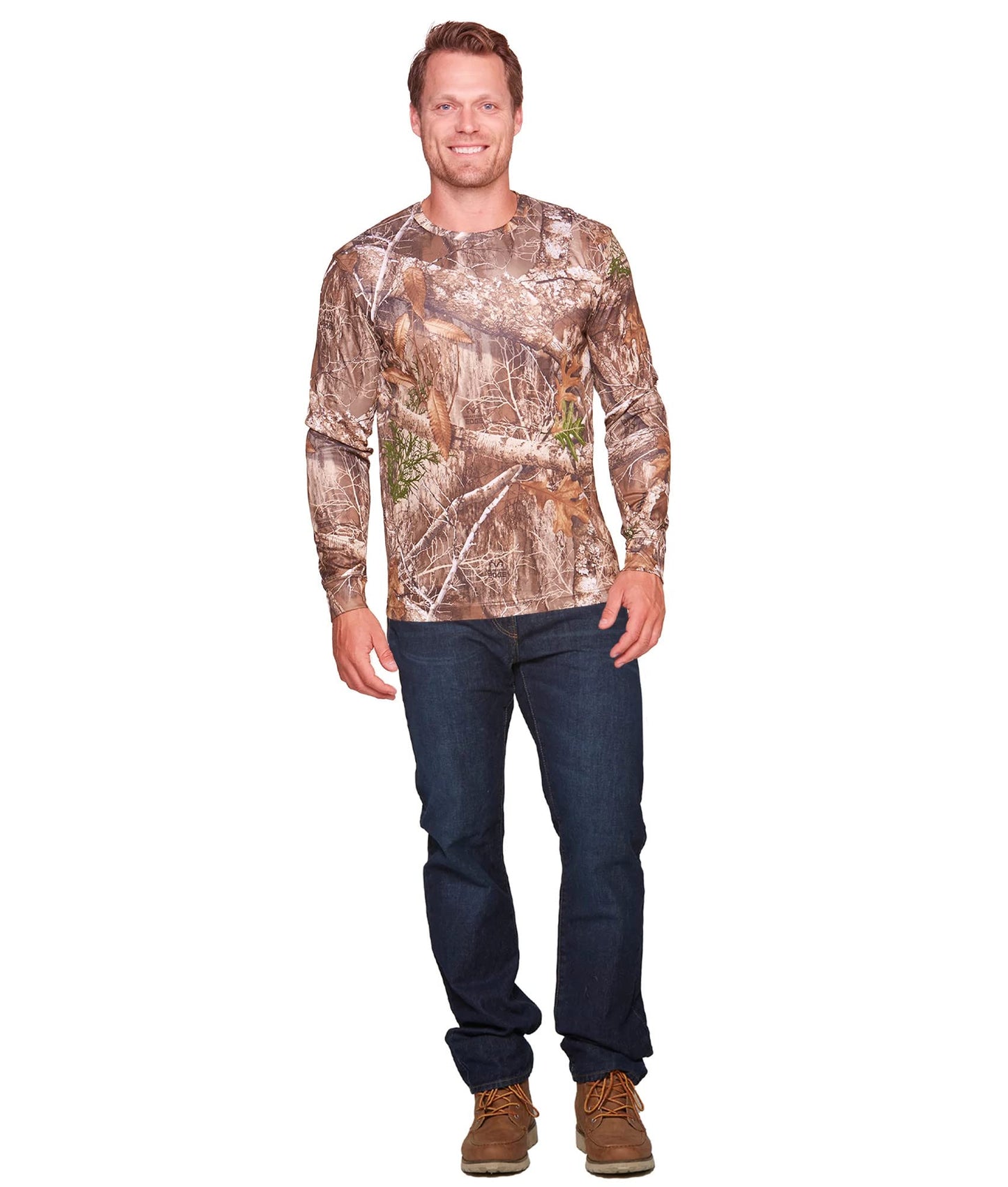 Realtree Men's Essential Camo Lightweight Performance Long Sleeve Shirt (RT Edge, Medium)