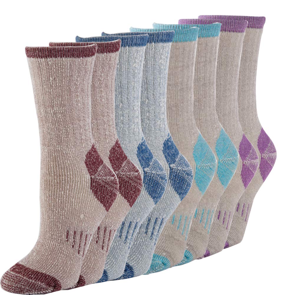 NEVSNEV 1 2 3 4 Pairs Thermal 70% Merino Warm Wool Socks Thermal Hiking Crew Winter Women’s (4pair ass Dark Blue+Dark Red+ bule+purple Women)