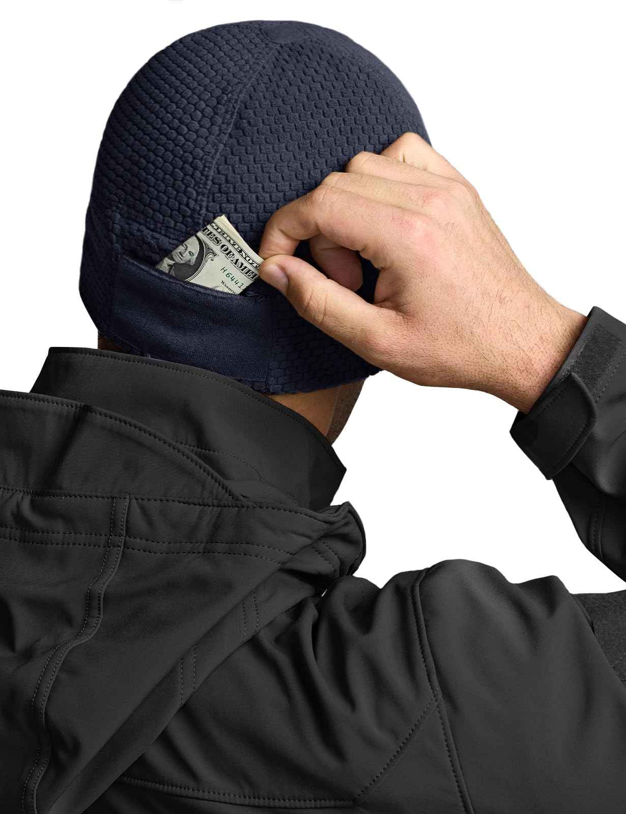 CQR Men's Fleece Tactical Beanie, Lightweight Army Military Skull Cap, Soft Warm Winter Hat with Small Pocket, Grid Flex Operator Navy, Medium