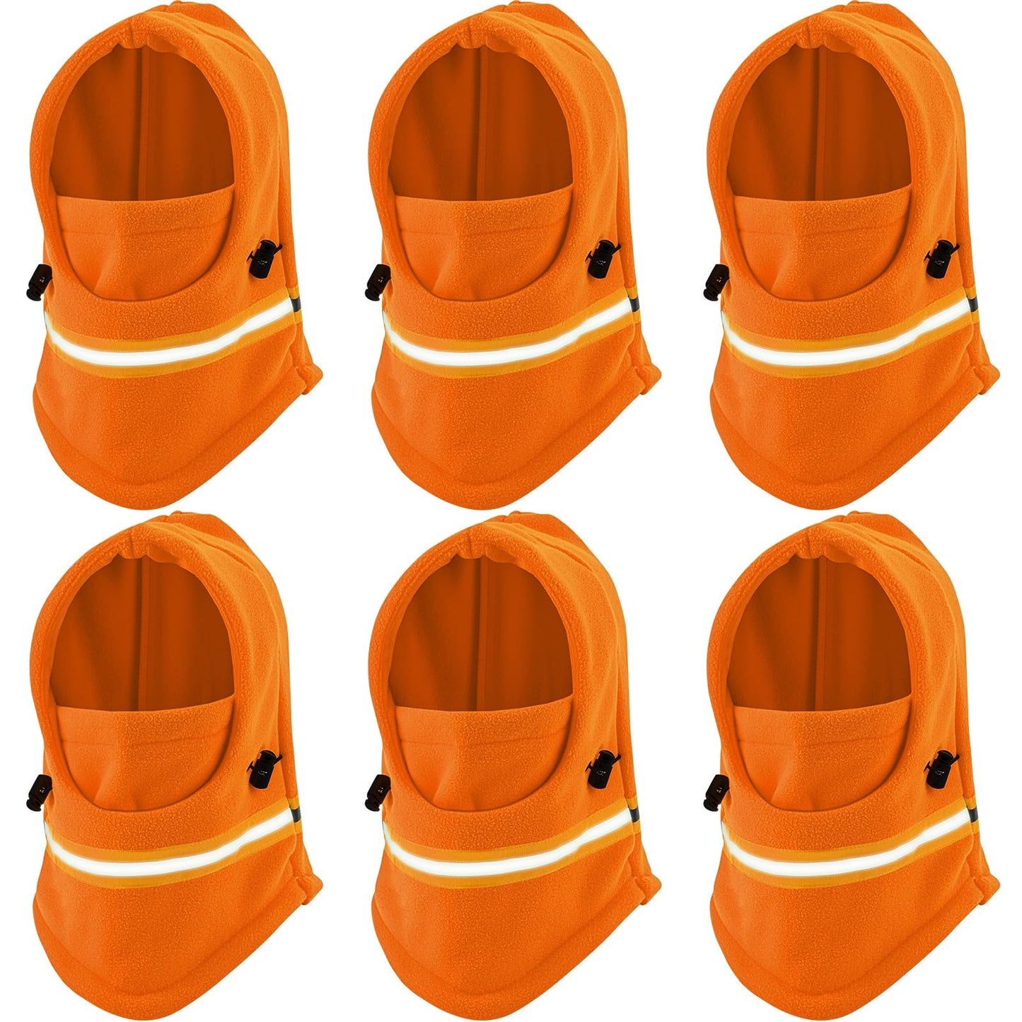 Suhine 6 Pcs Thermal Reflective Fleece Balaclava Mask Adjustable Full Face Mask Winter Face Mask for Men Women Cold Weather (Fluorescent Orange Color)