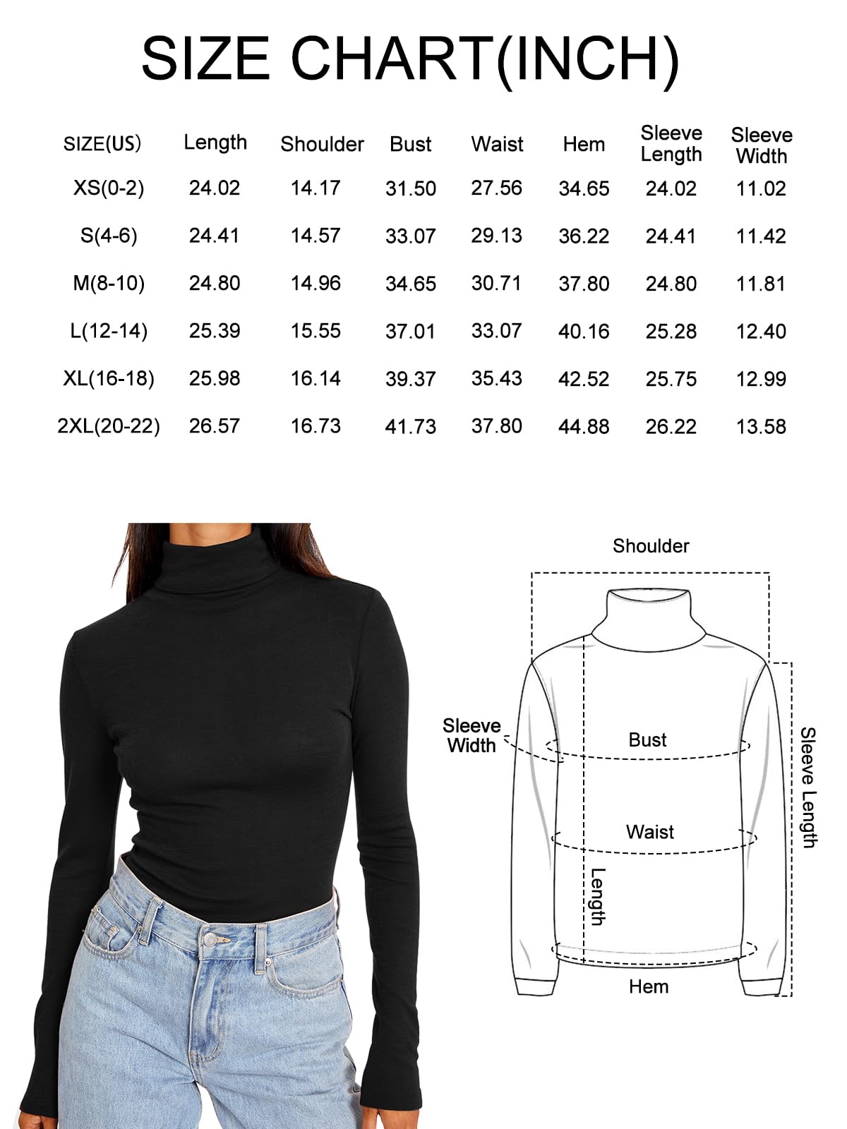 Trendy Queen Women's Turtleneck Long Sleeve Shirts Fall Fashion BasicThermal Underwear Tops Winter Clothes 2024 Black M