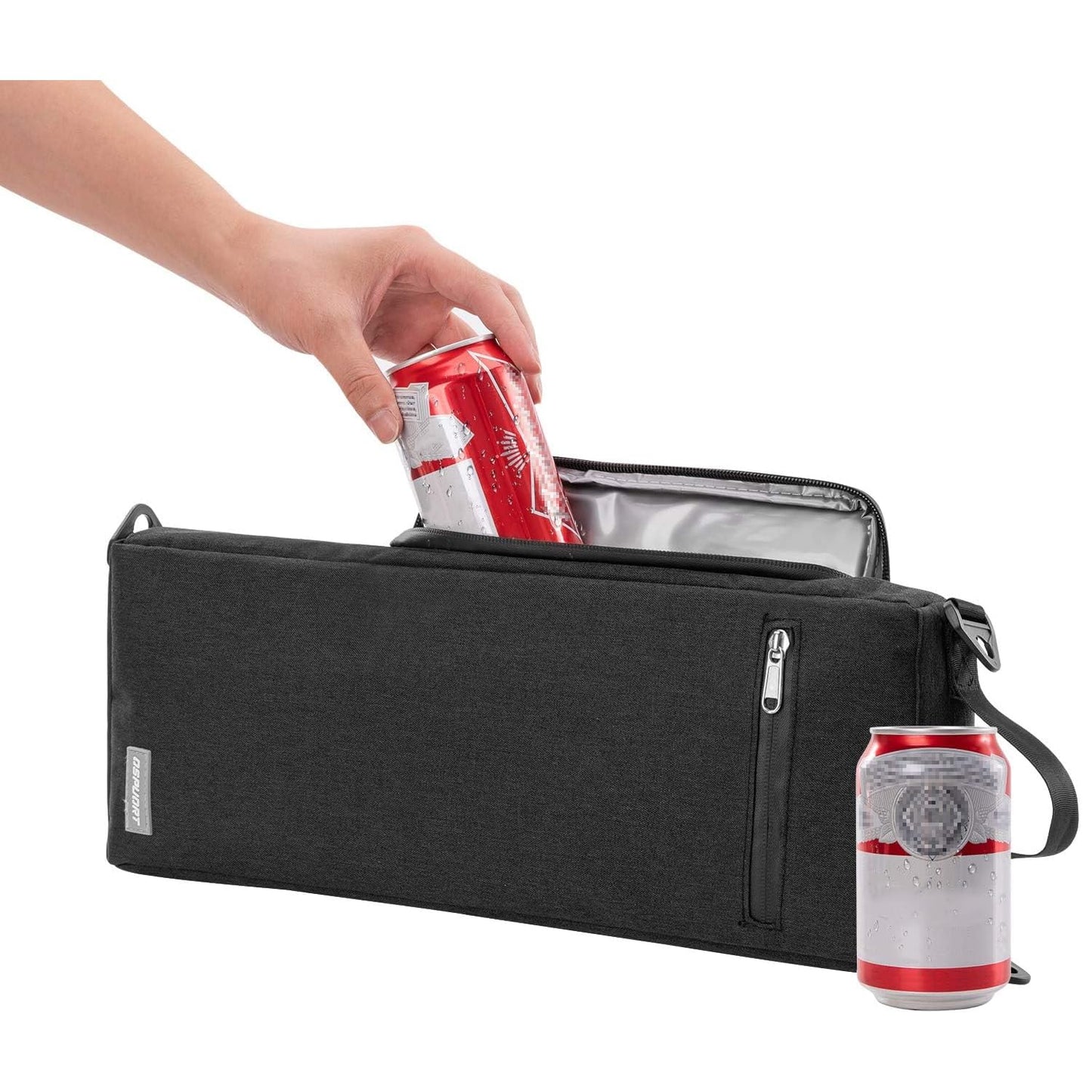 OSPUORT Golf Cooler Bag Waterproof Insulated with Detachable Shoulder Strap - Hold 6 Pack of Cans or Two Bottles of Wine (Black)