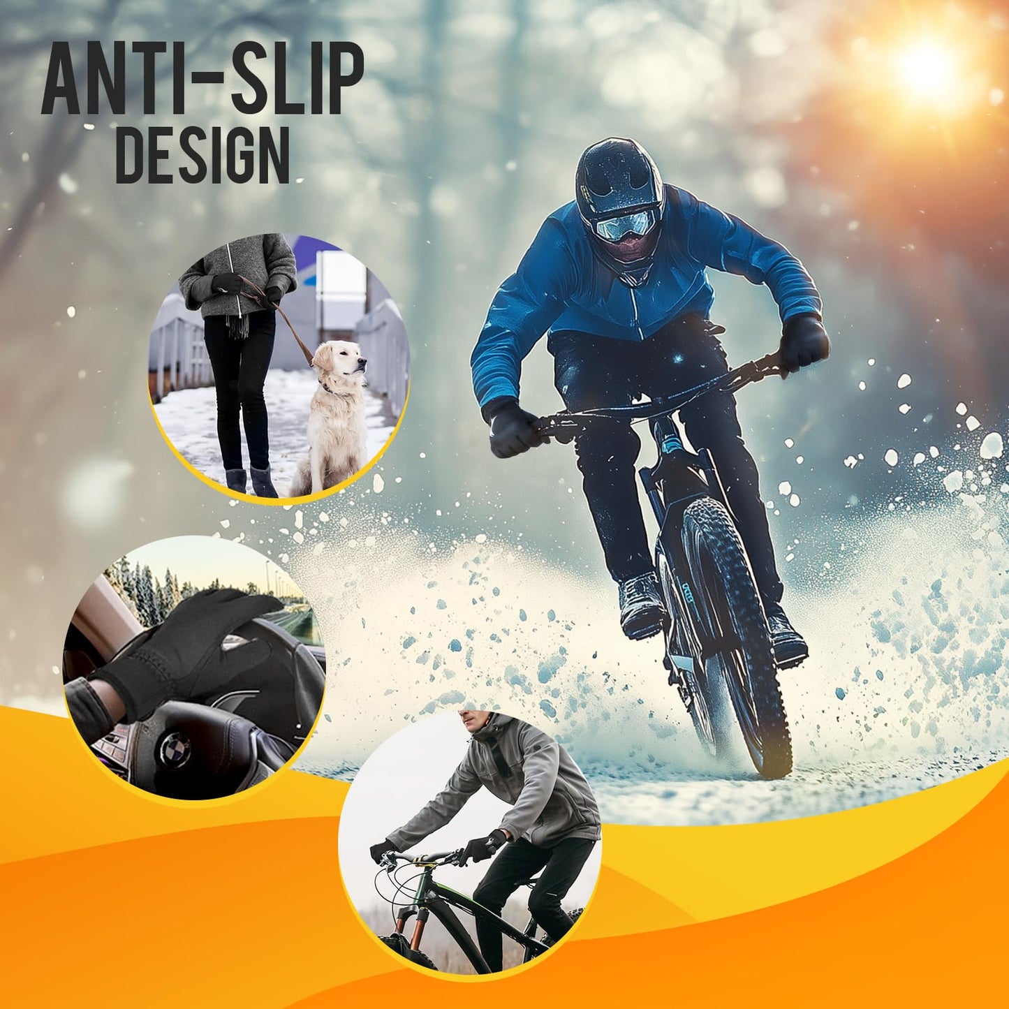 ATERCEL Gloves for Women Cold Weather, Winter Gloves Men,Touch Screen Warm Waterproof Gloves for Cycling, Running, Driving, Skiing