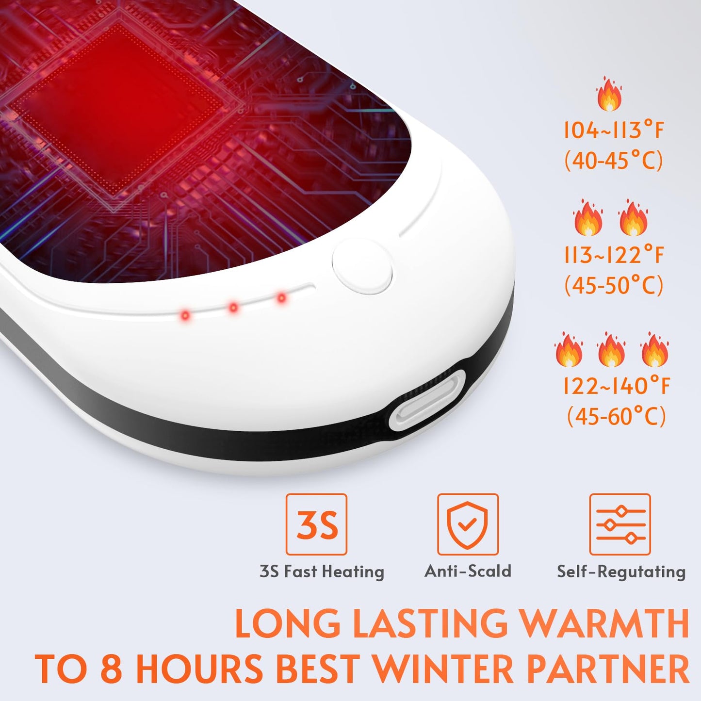 Hand Warmers Rechargeable 5200mAh Portable Reusable Powerbank USB Battery Hot Pocket Electric Double-Sided Heaters for Heat Therapy Raynauds, and Great Gifts for Men/Women in Cold Wether Winter