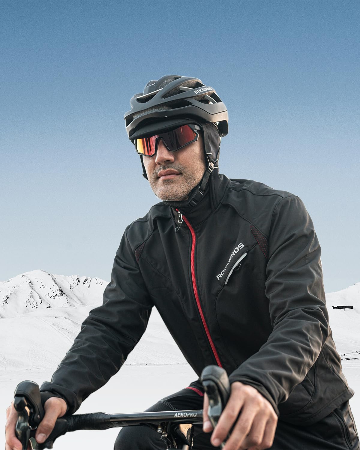 ROCKBROS Winter Cycling Caps for Men Women Windproof Cycling Hat with Sun Visor Under Helmet Liner Black*2