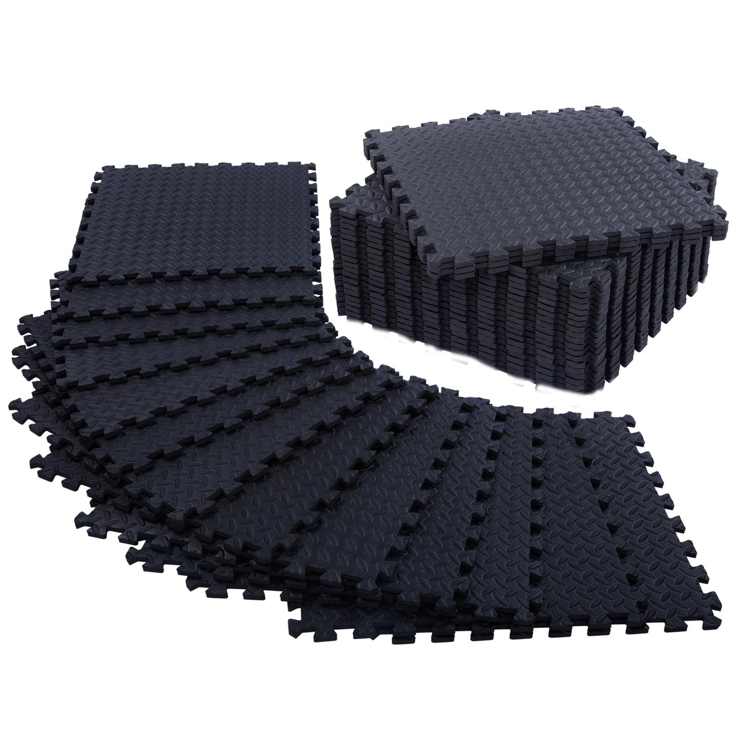24 Pack, 96 SQFT 1/2" Extra Thick Floor Exercise Mat for Home Gym or Floor Padding for Kids - High-Density EVA Interlocking Foam Floor Tiles for Gym Equipment, Play Area - Yoga, Cardio, Weights, MMA
