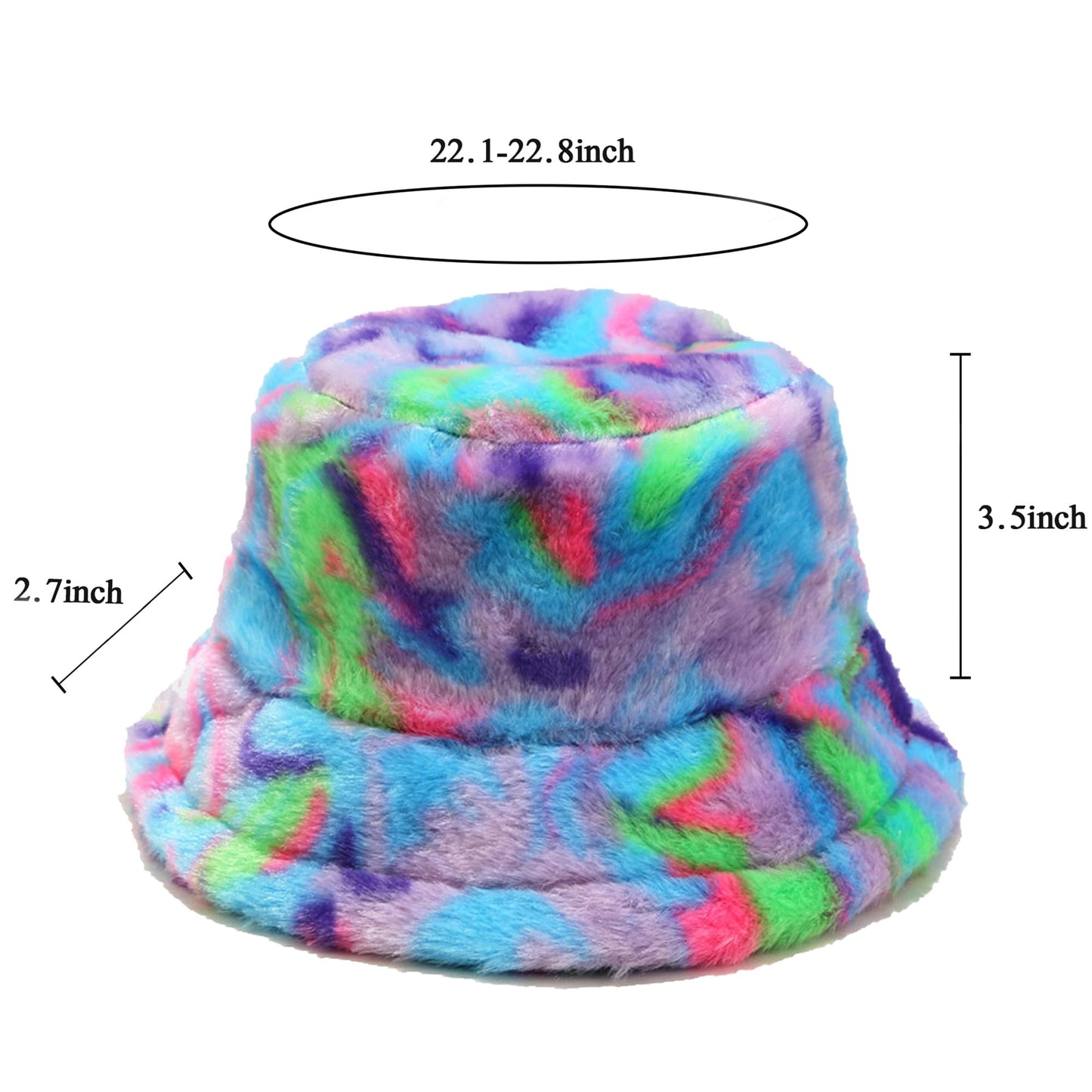 Winter Fluffy Fuzzy Bucket Hat Plush Furry Faux Fur Fisherman Hats Warm Hat for Women (Multicolor Purple)