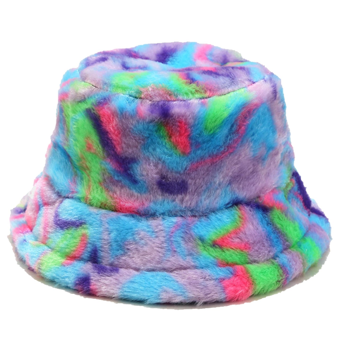 Winter Fluffy Fuzzy Bucket Hat Plush Furry Faux Fur Fisherman Hats Warm Hat for Women (Multicolor Purple)