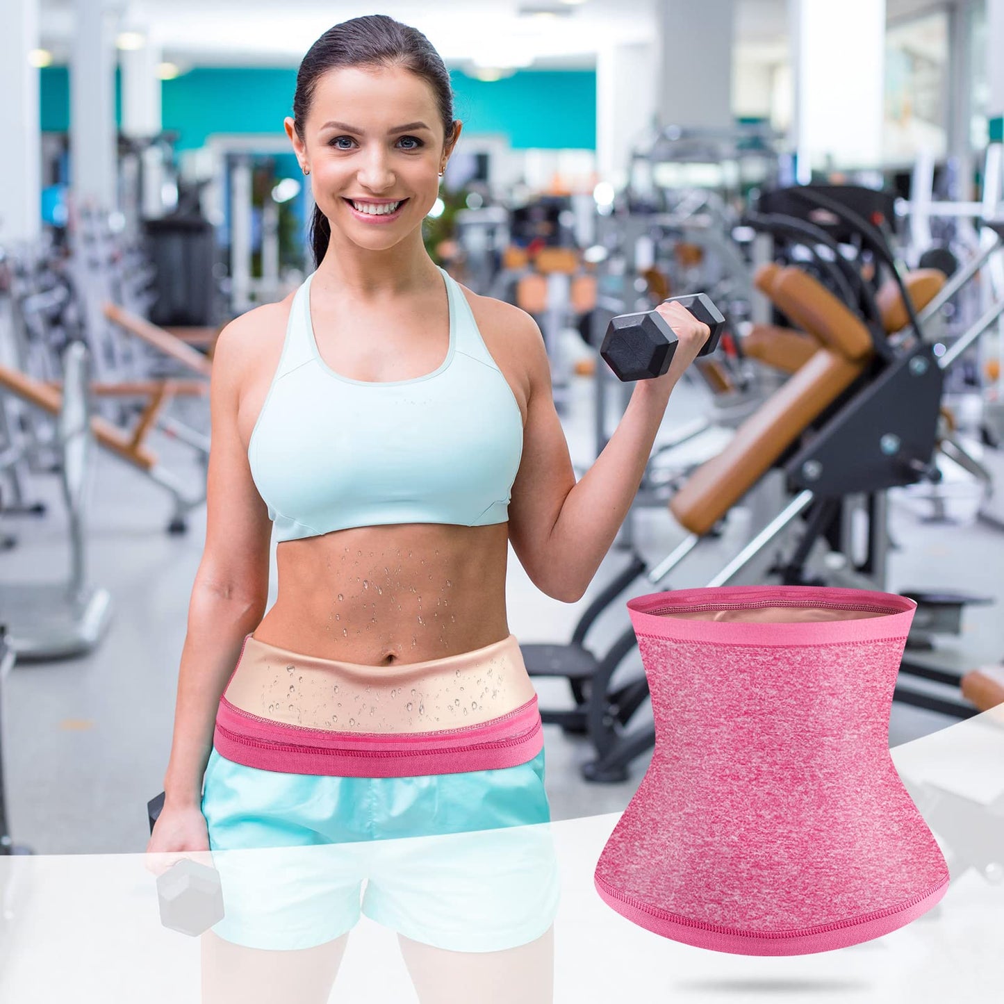 Geyoga Waist Trimmer Sweat Waist Trainer Wrap Stomach Wraps for Women Bodybuilding (Flesh Pink Inner