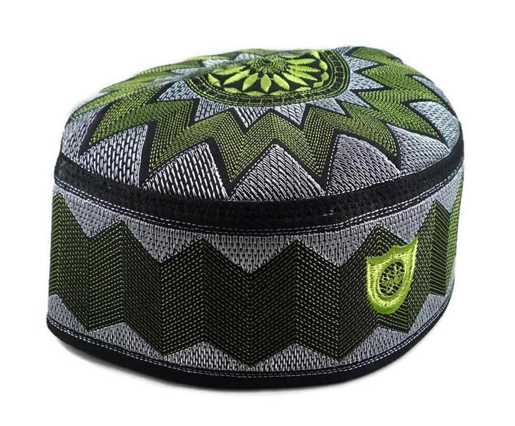 Alwee ALW006 Muslim Prayer Headware Kufi Hat Men Islam Skull Cap Ramadan Eid Gift (23.5 inch (59.5 cm.), Green)
