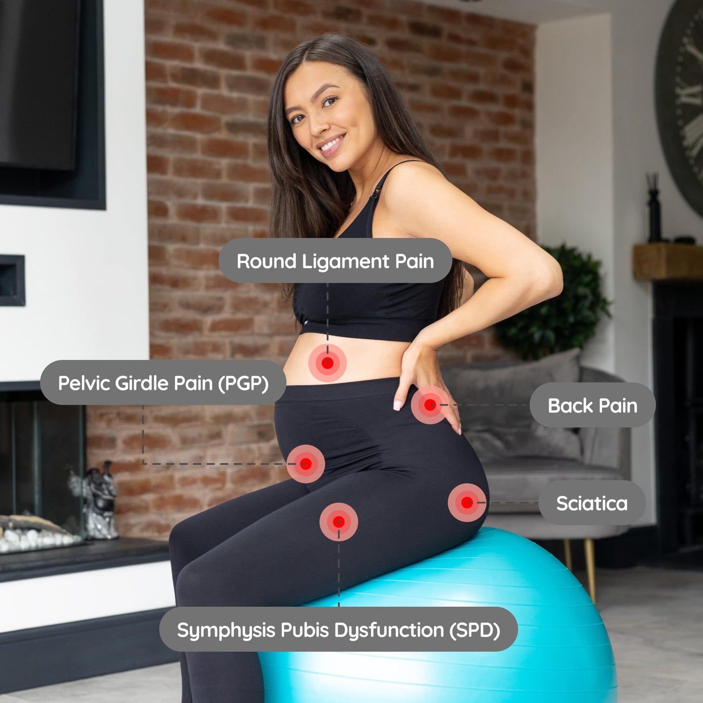 BABYGO Birthing Ball - Pregnancy Yoga Labor & Exercise Ball & Book Set Trimester Targeting, Maternity Physio, Birth & Recovery Plan Anti Burst Eco Friendly Material + Pump 65cm Turquoise