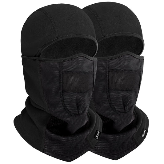 Oliumt Breathable Kids Balaclava Ski Mask (2 Pack), Neck Warmer Face Mask for Cold Weather Waterproof/Lightweight Fit for Boys Girls Youth Helmet Liner for Skiing, Running, Cycling(Black/Black)