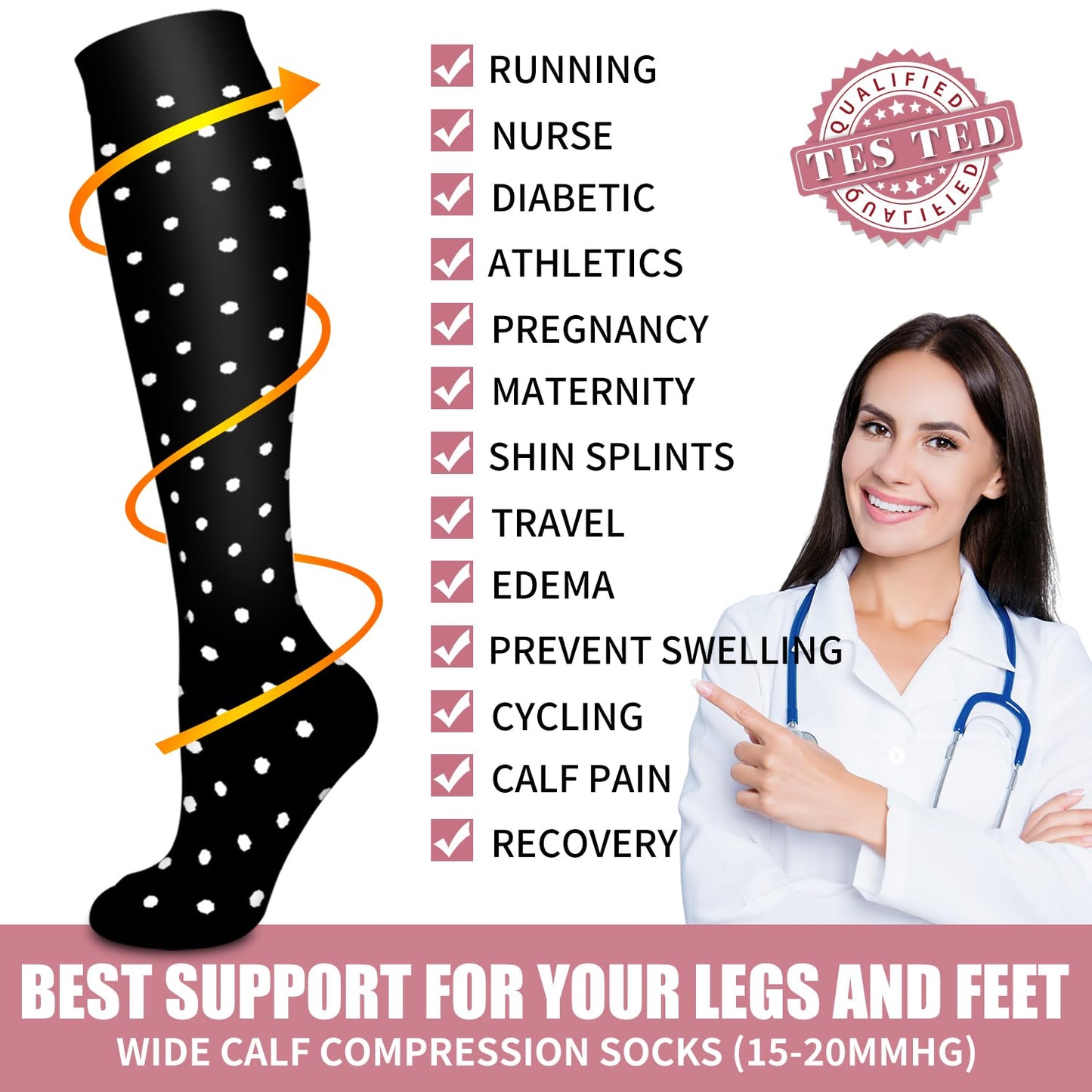 Bluemaple Copper Compression Socks For Women & Men Circulation - Best for Running,Nursing,Hiking,Flight&Travel