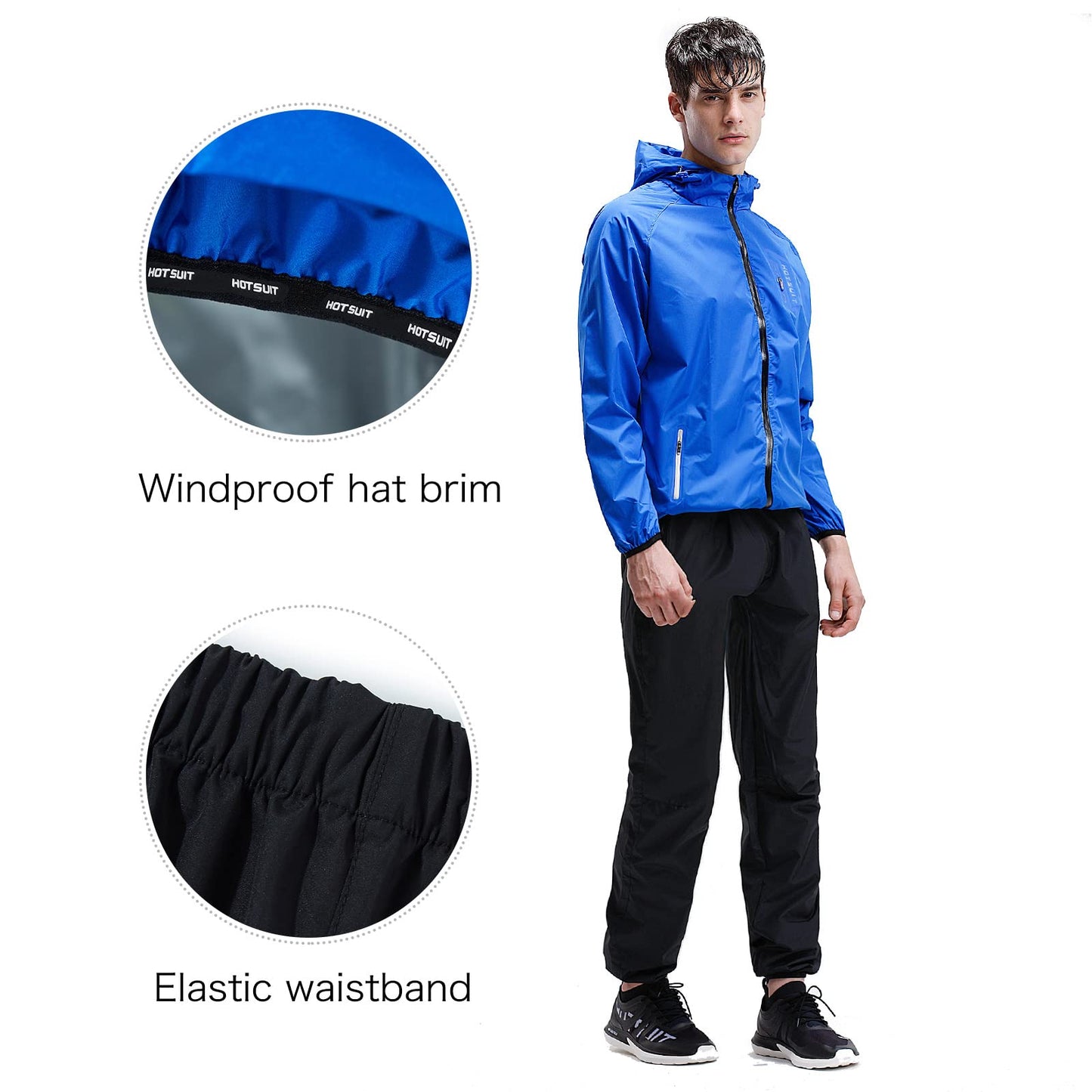 HOTSUIT Sauna Suit Men Anti Rip Boxing Sweat Suits Exercise Workout Jacket, Blue, S