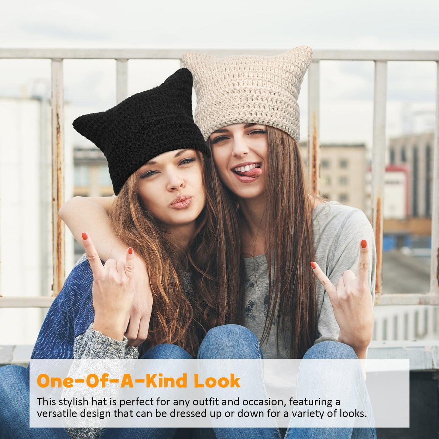 Women Beanie Warm Winter Hats, Soft Knit Lazy Beanie for Women, Women Cat Beanie，Women Fox hat, Slouchy Beanies for Women
