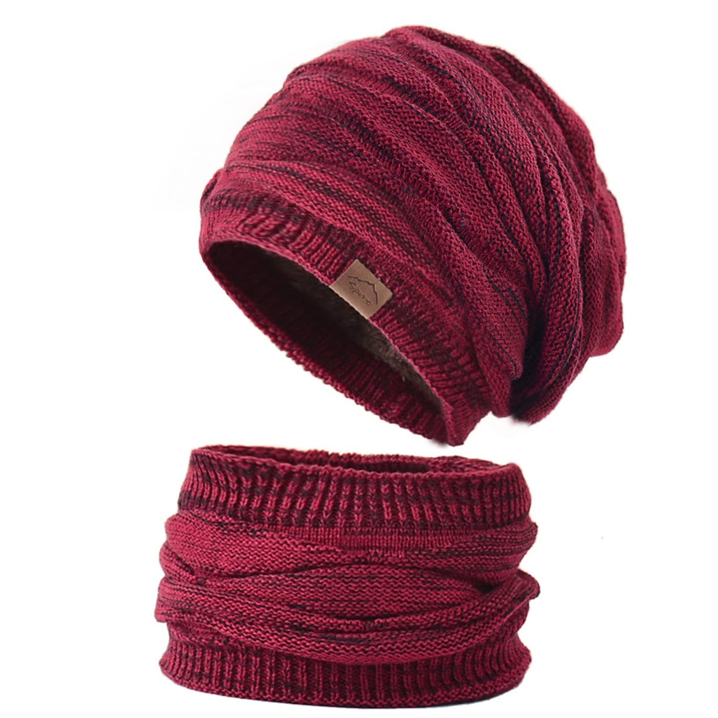 Womens Slouchy Winter Beanie Hats Scarf Set,Warm Fleece Lined Knit Hat Skull Cap with Neck Warmer Ski Hat Beanie for Women