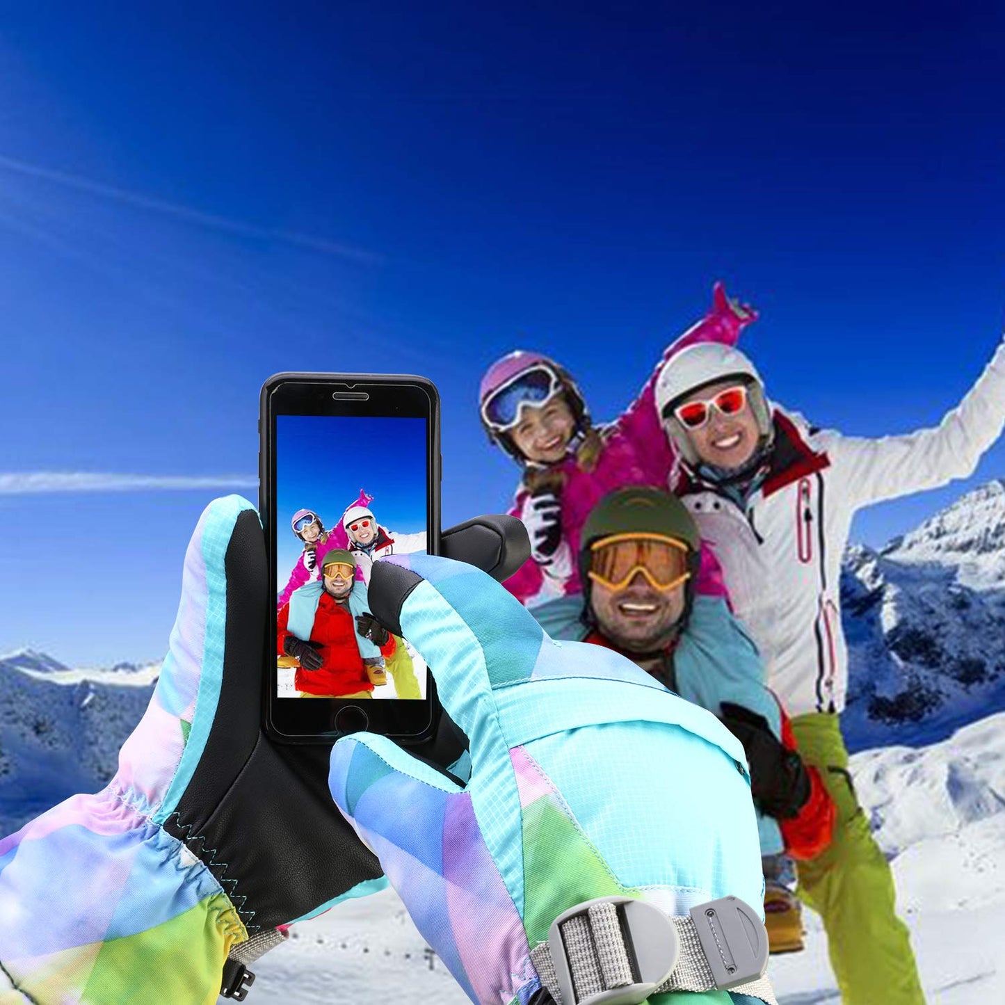 Yidomto Ski Gloves, Waterproof Touchscreen Snow Gloves, Warm Winter Gloves for Cold Weather, Thermal Snowboarding Gloves - for Men Women Kids Boys and Girls (Light Blue-M)