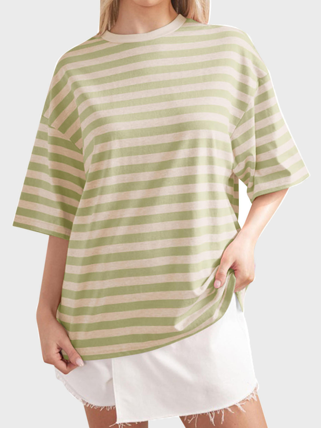 Striped Round Neck Half Sleeve T-Shirt