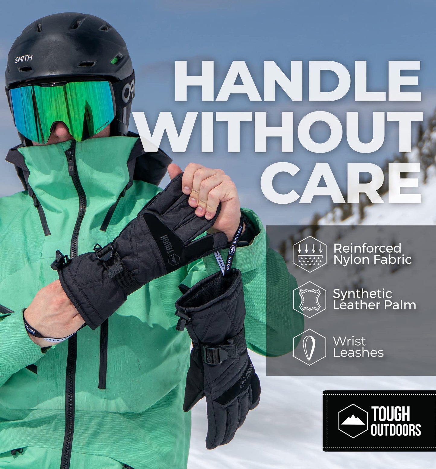 Tough Outdoors Winter Gloves - Waterproof Snow Gloves for Women and Men - Warm Womens and Mens Ski or Snowboard Gloves - Skiing & Snowboarding Gloves for Cold Weather - Large
