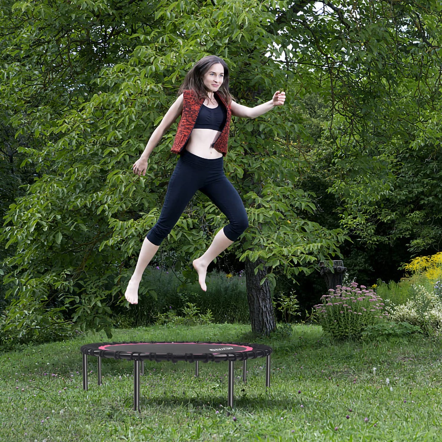 NEWAN 48'' Mini Trampoline for Adults,rebounder Trampoline, Silent Stable Exercise Fitness Trampoline for Adults Indoor Garden Workout,Max Load 330 lbs