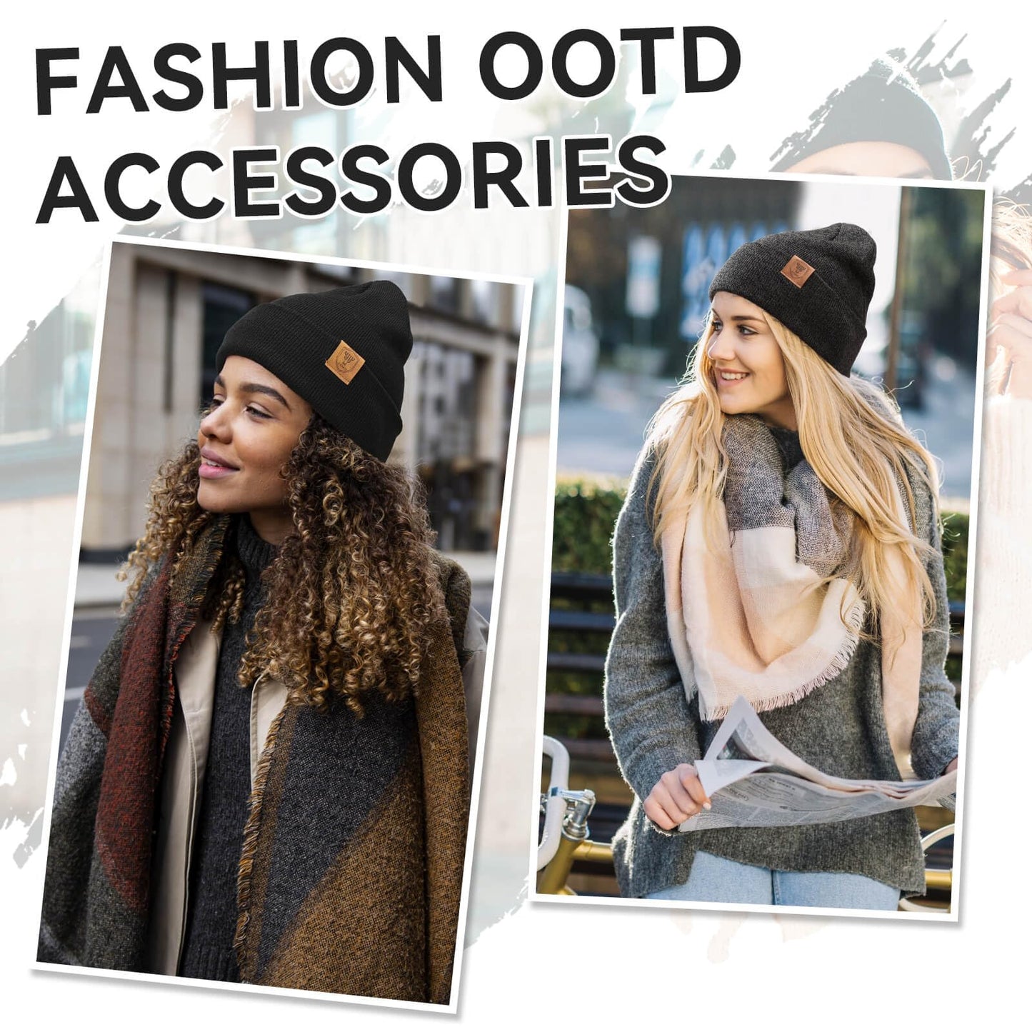 OZERO Winter Beanies for Men Women: 2-Pack Classic Cuffed Thermal Hats, Soft Warm Caps, Fashion Skull Cap for Cold Weather Gray