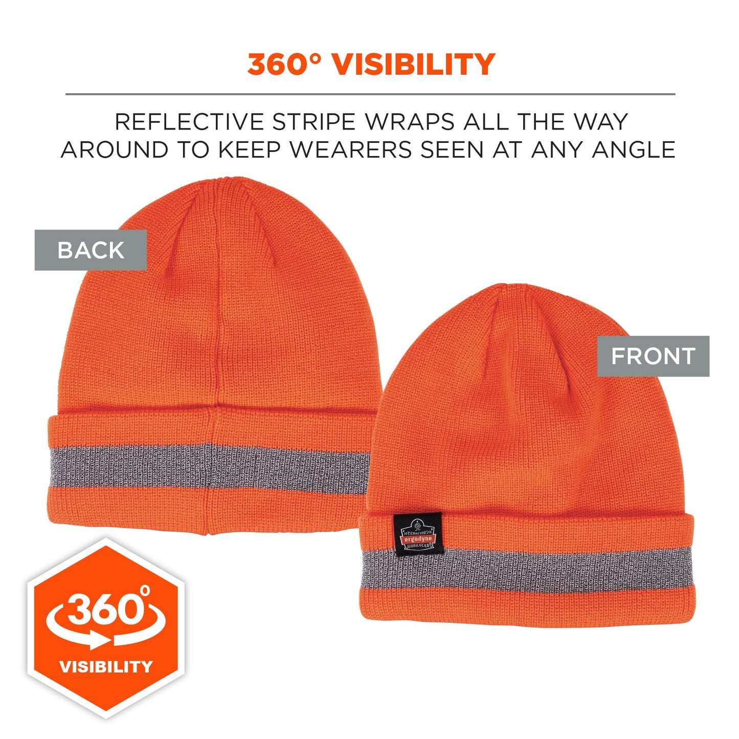 Ergodyne Standard Reflective Winter Hat, Orange
