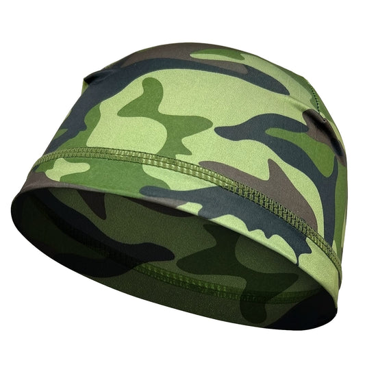 PAX Beanie Cycling Skull Caps, Camo Green Helmet Liner, Sweat Breathable Moisture Wicking Running Hat for Outdoor Sport. Warm in Winter and Cool in Summer