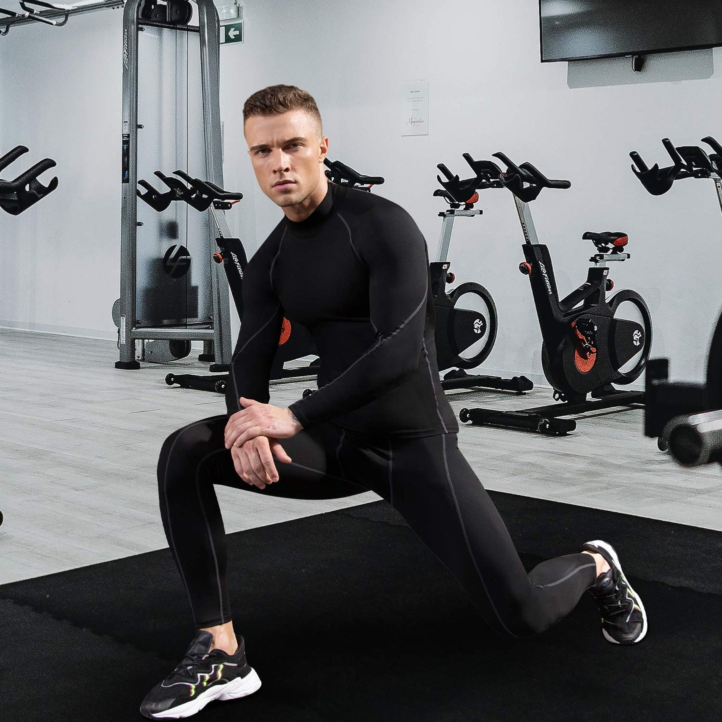 CARGFM Men's Mock Compression Shirt UPF 50+ Long Sleeve Turtleneck Undershirts Baselayer Athletic Running T-Shirts Top