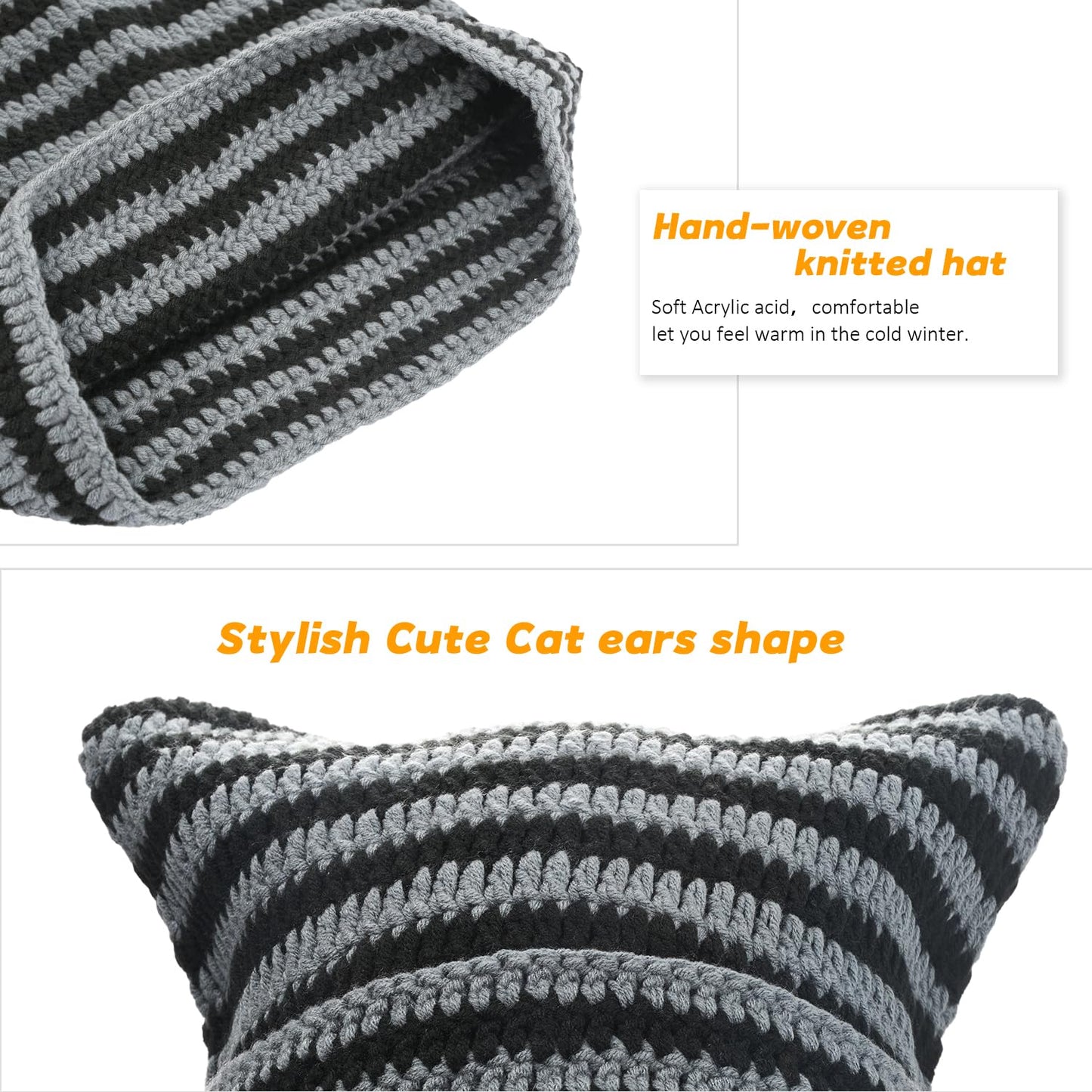 Women Beanie Warm Winter Hats, Soft Knit Lazy Beanie for Women, Women Cat Beanie，Women Fox hat, Slouchy Beanies for Women