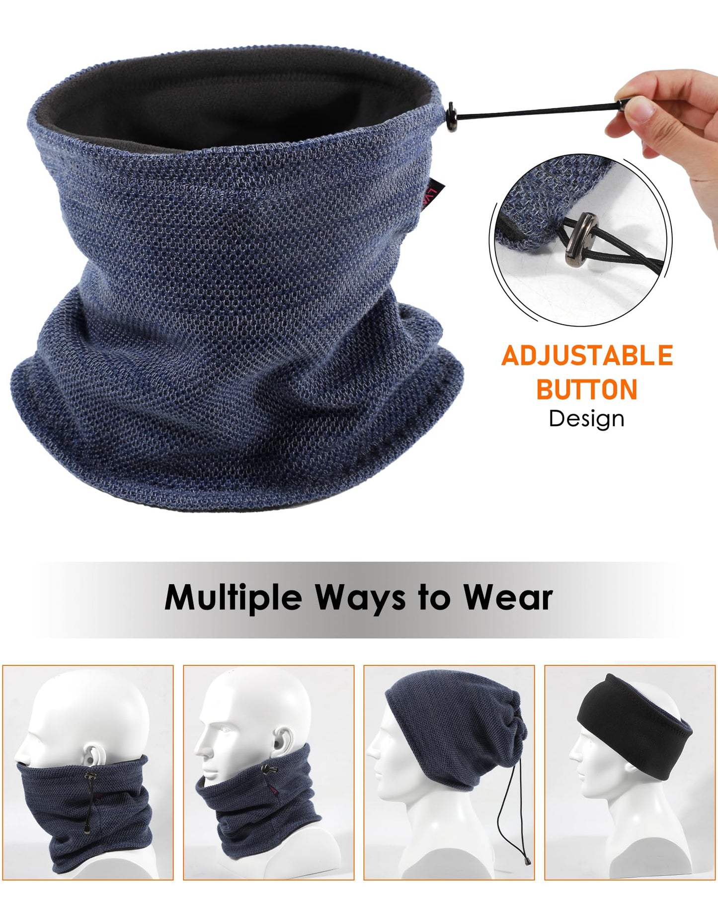 Winter Mens Beanie Hat Scarf Warm Fleece Lined Windproof Knit Ski Women Beanie Skull Cap Neck Warmer Gaiter Set