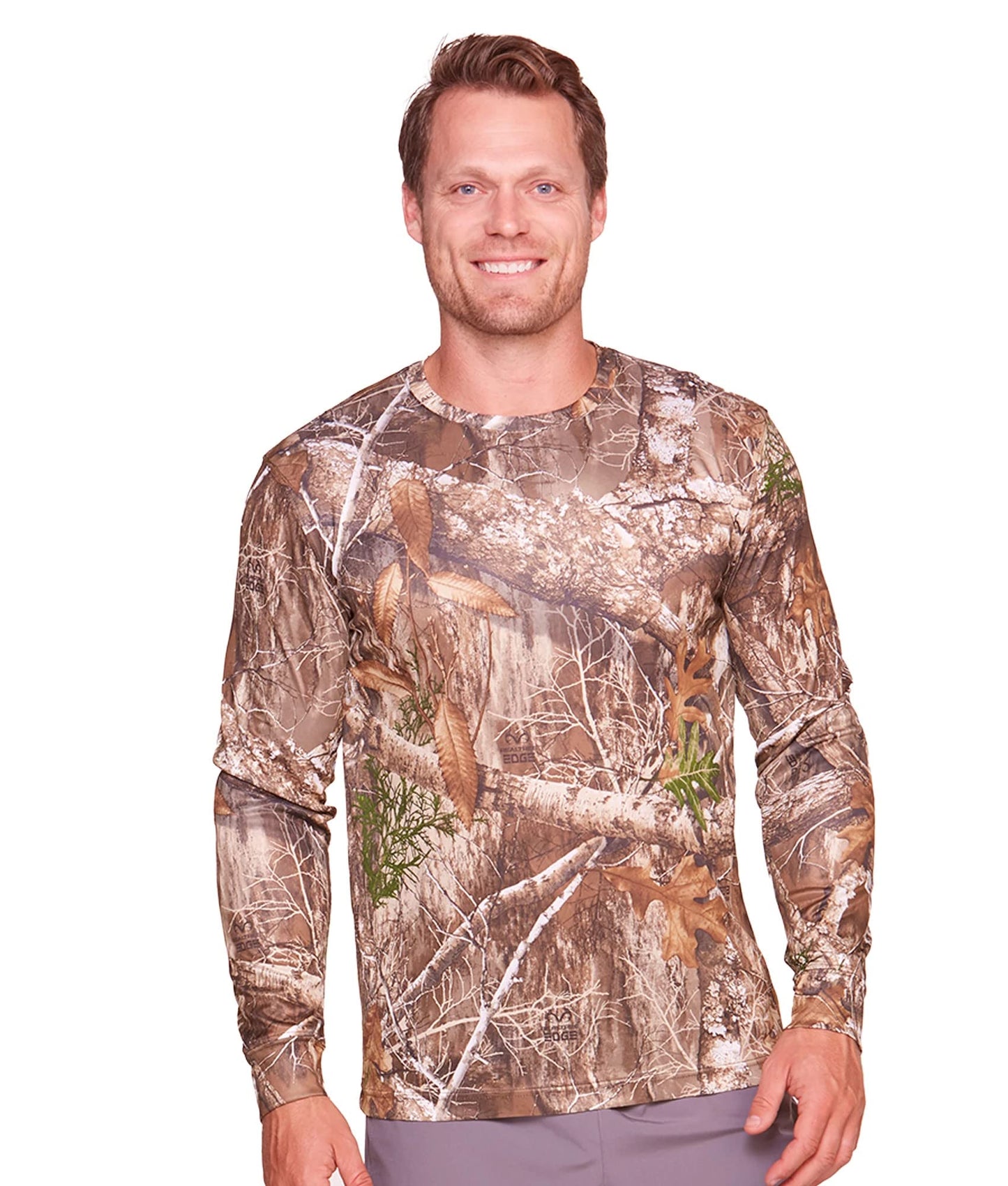 Realtree Men's Essential Camo Lightweight Performance Long Sleeve Shirt (RT Edge, Medium)