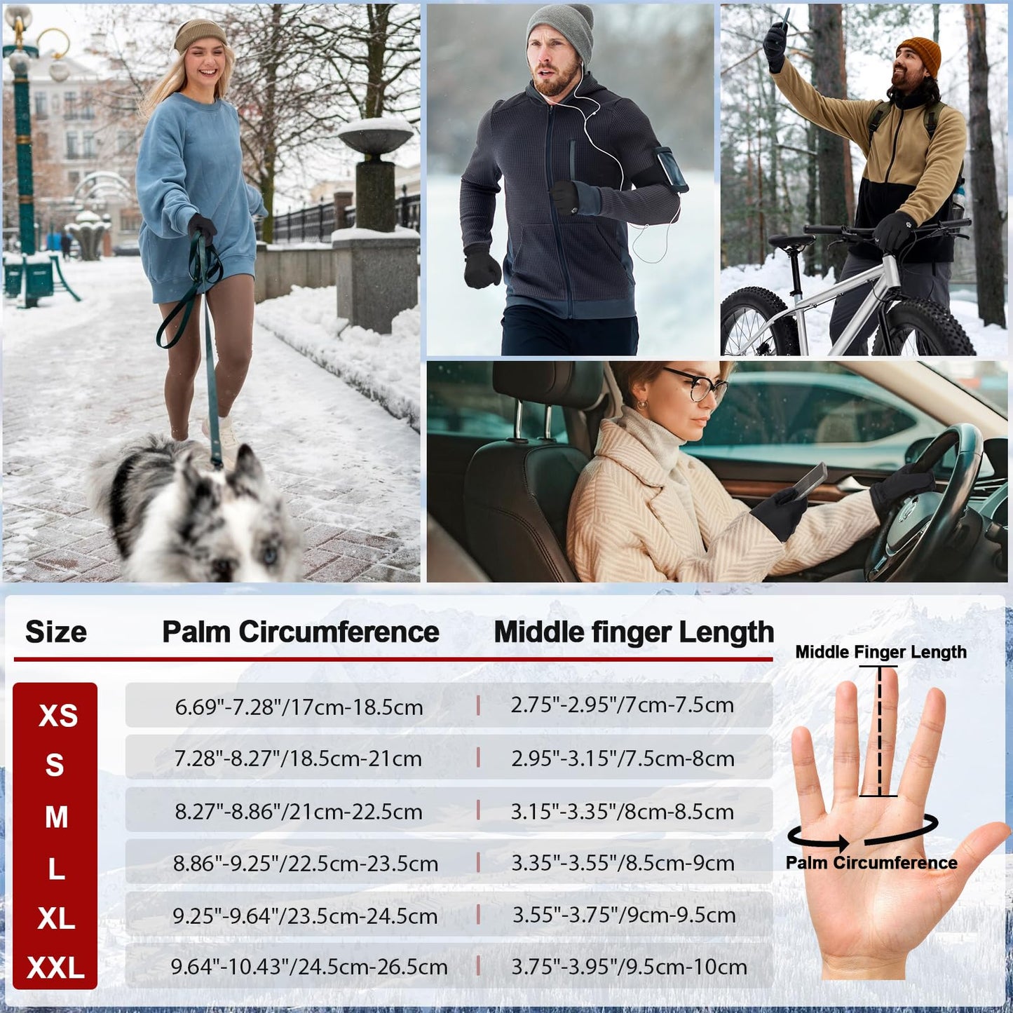 Waterproof Winter Gloves for Men & Women Thermal Snow Gloves for Cold Weather Warm Gloves Made with 3M Thinsulate Insulated Windproof Touchscreen Anti-Slip for Skiing Running Hiking Cycling Walking