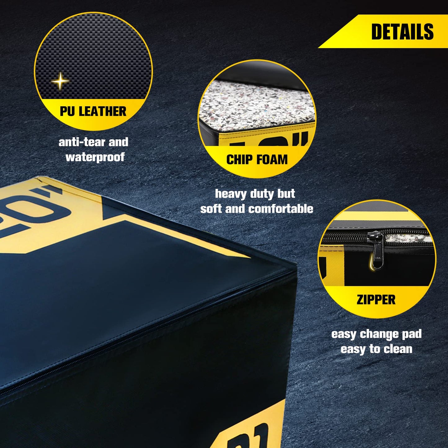 ToughFit Plyo Box - 3 in 1 Foam Plyometric Box - Jump Box for MMA, Crossfit - Adjustment Height Plyometric Jump Box for Home Gym - PVC Cover Platform & High-Density Workout Box (Large - 30"x24"x20")