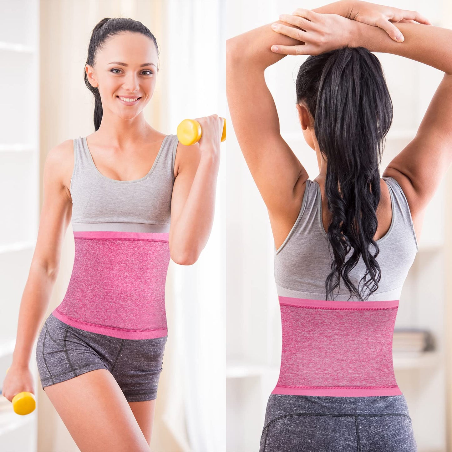 Geyoga Waist Trimmer Sweat Waist Trainer Wrap Stomach Wraps for Women Bodybuilding (Flesh Pink Inner