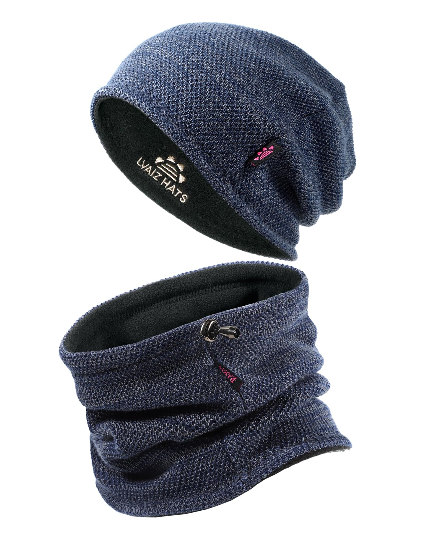 Winter Mens Beanie Hat Scarf Warm Fleece Lined Windproof Knit Ski Women Beanie Skull Cap Neck Warmer Gaiter Set