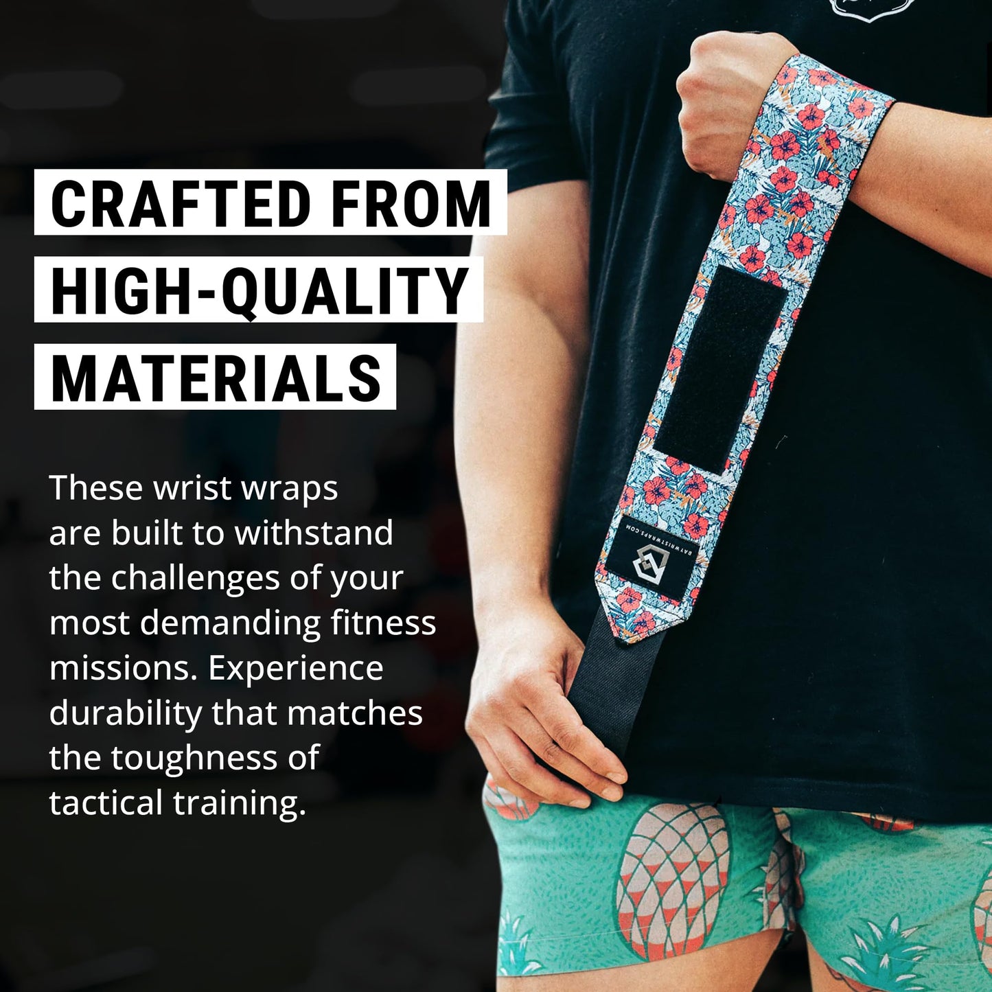 Bay Wrist Wraps Weightlifting Workout Wrist Brace - Adjustable, One Size Fits All - Comfort Wrist Wraps for Weightlifting with Thumb Loop, Lifting Wrist Straps in Caution - 18-inch Wrist Wrap