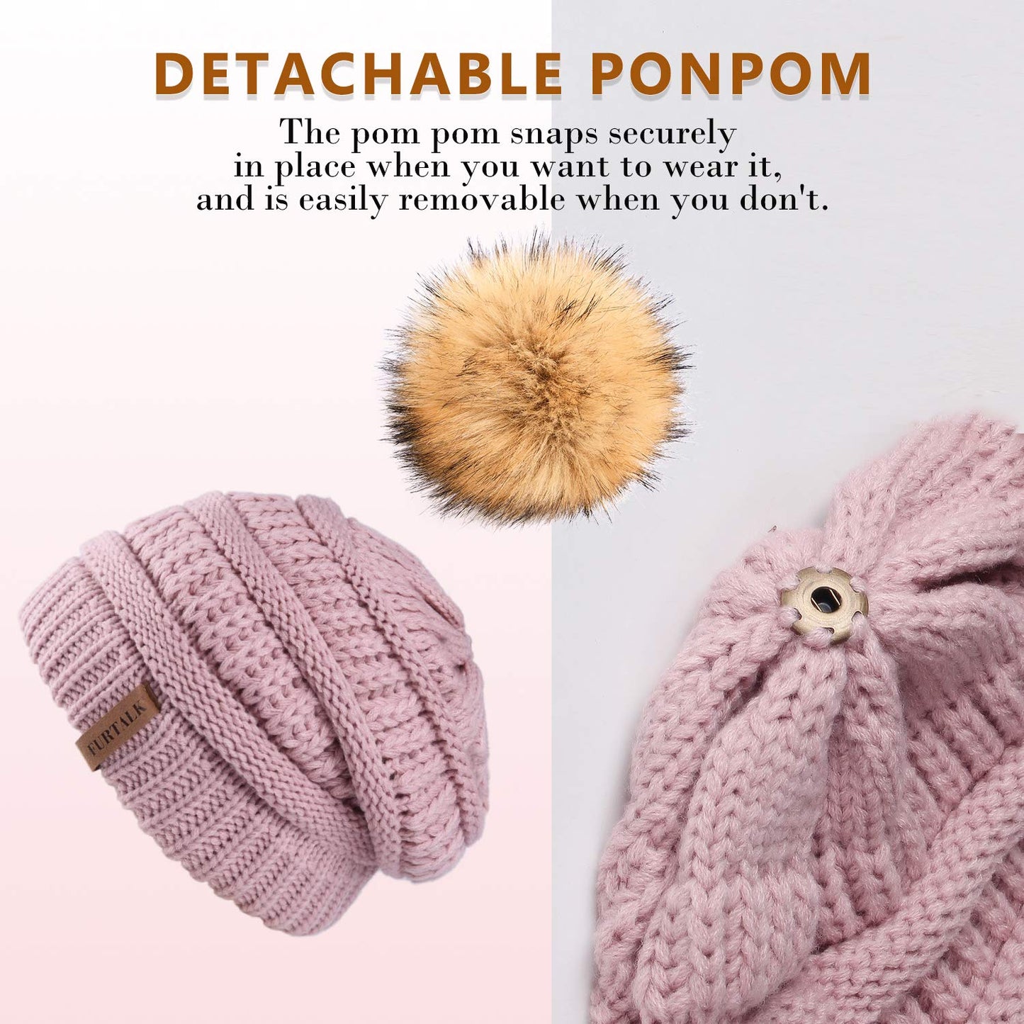FURTALK Womens Winter Slouchy Beanie Hat Knit Winter Hats for Women Soft Stretch Warm Skull Ski Cap Beanies