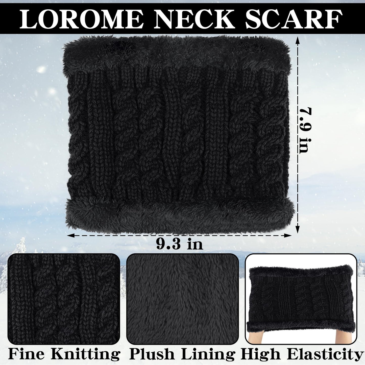 Winter Beanie Hat, Scarf and Touchscreen Gloves Set Black