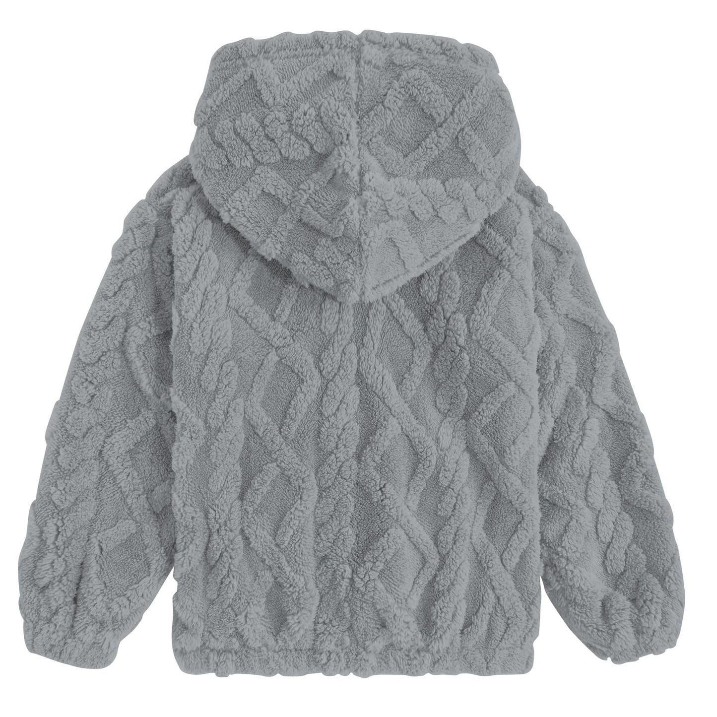 TUONROAD Girls Fuzzy Fleece Hoodies 8 9 Years Children Cable Knit Sherpa Pullover Sweatshirt with Pocket Girl's Winter Warm Teddy Jacket Coat Grey Size 8 10