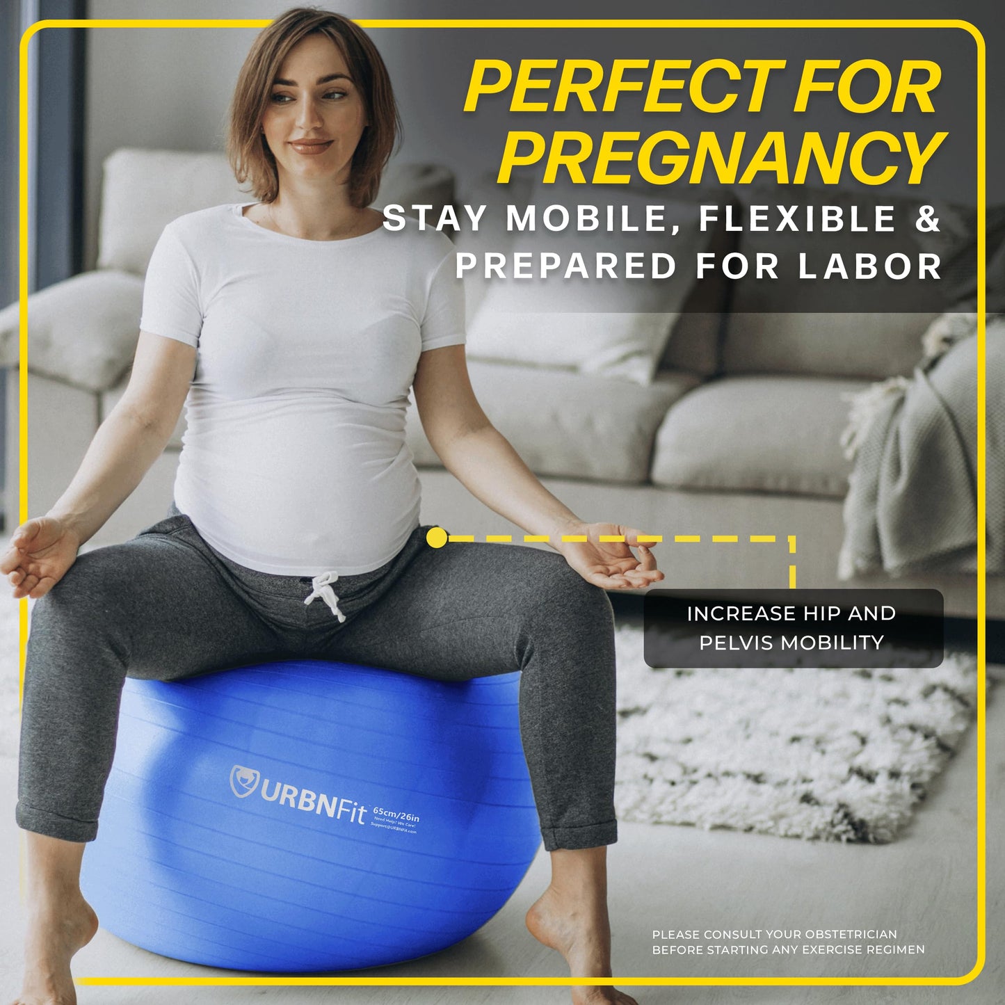 URBNFit Exercise Ball - Yoga Ball in Multiple Sizes for Yoga, Pilates, Pregnancy, Stability - Anti-Burst Swiss Balance Ball w/Quick Pump – Office Ball Chair for Home and Gym – 26 Inch - Teal