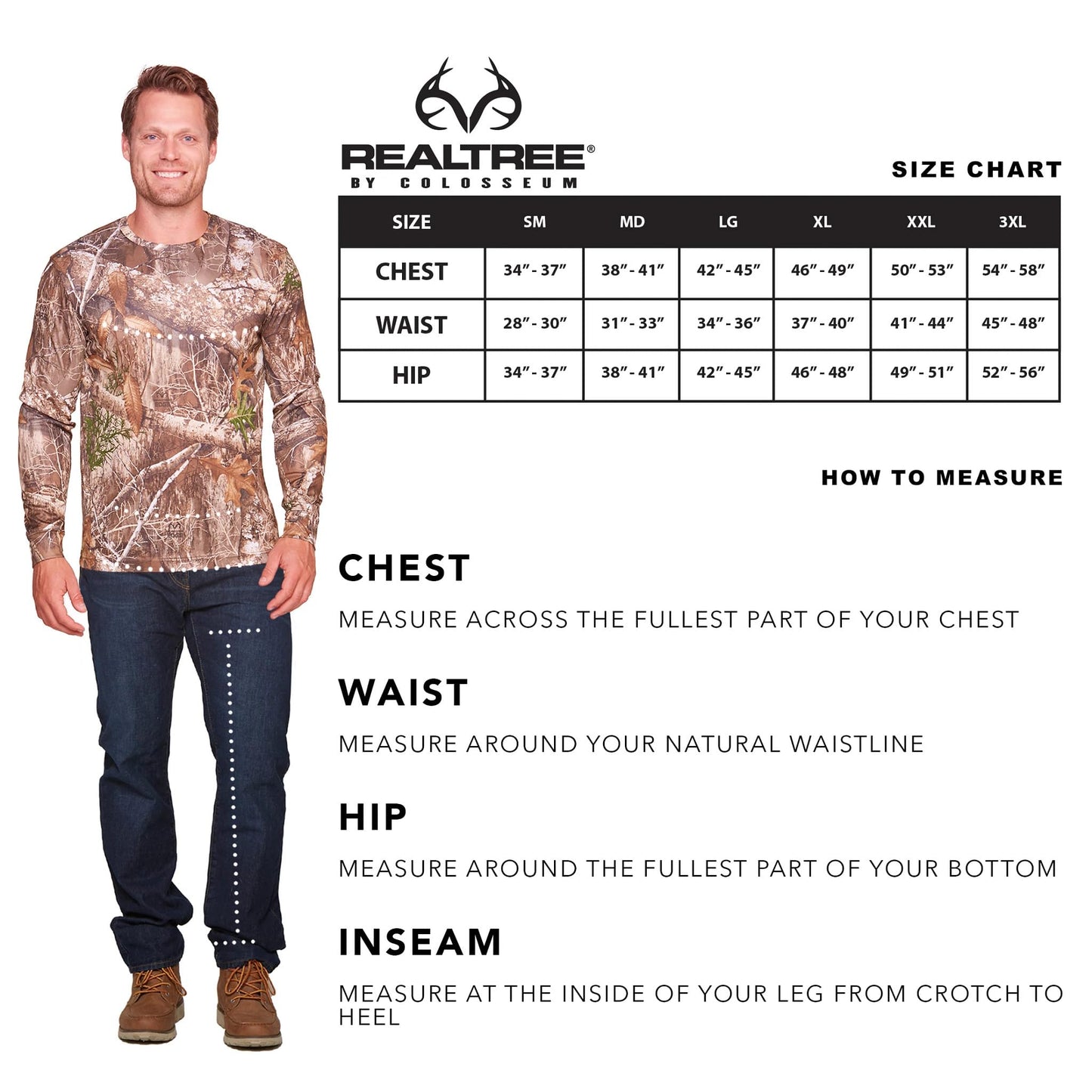 Realtree Men's Essential Camo Lightweight Performance Long Sleeve Shirt (RT Edge, Medium)