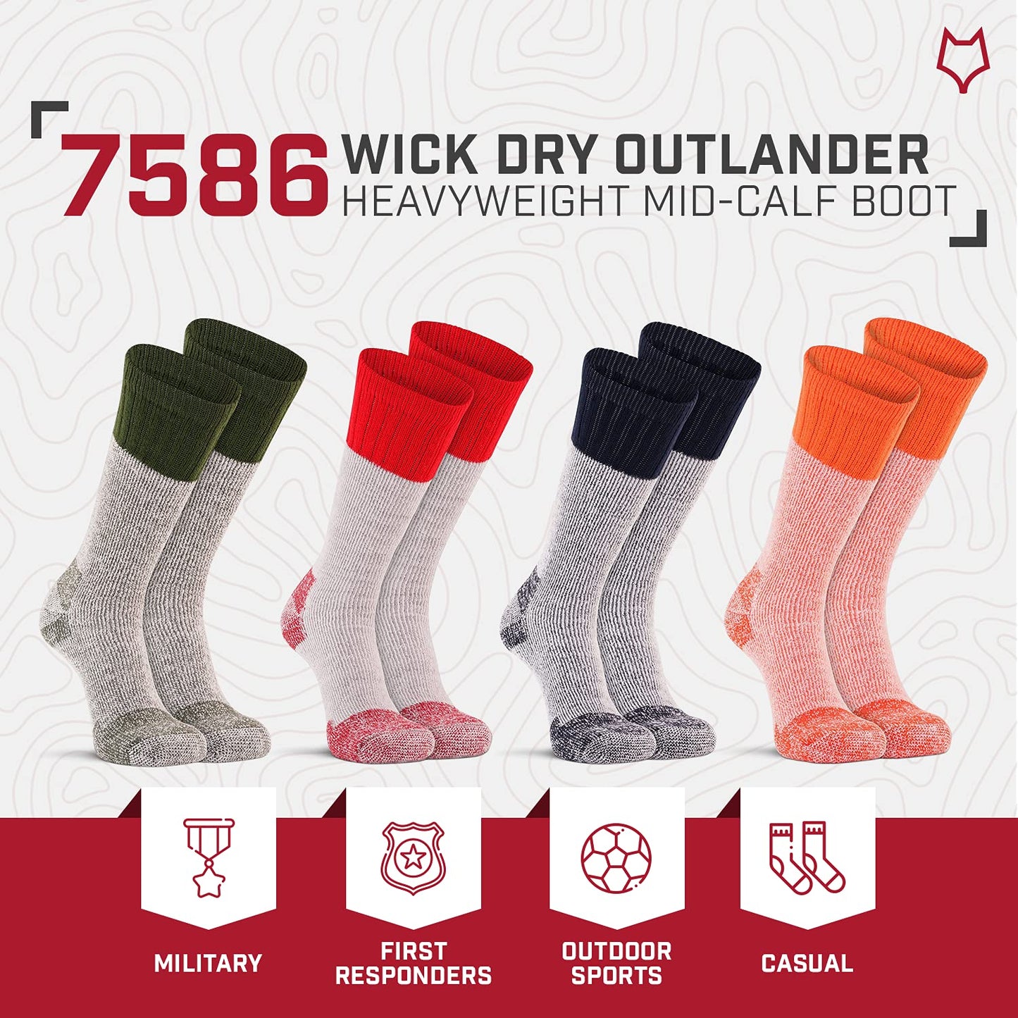 FoxRiver womens Wick Dry Outlander Heavyweight Boot & Field Mid-calf hiking socks, Blue, Medium US