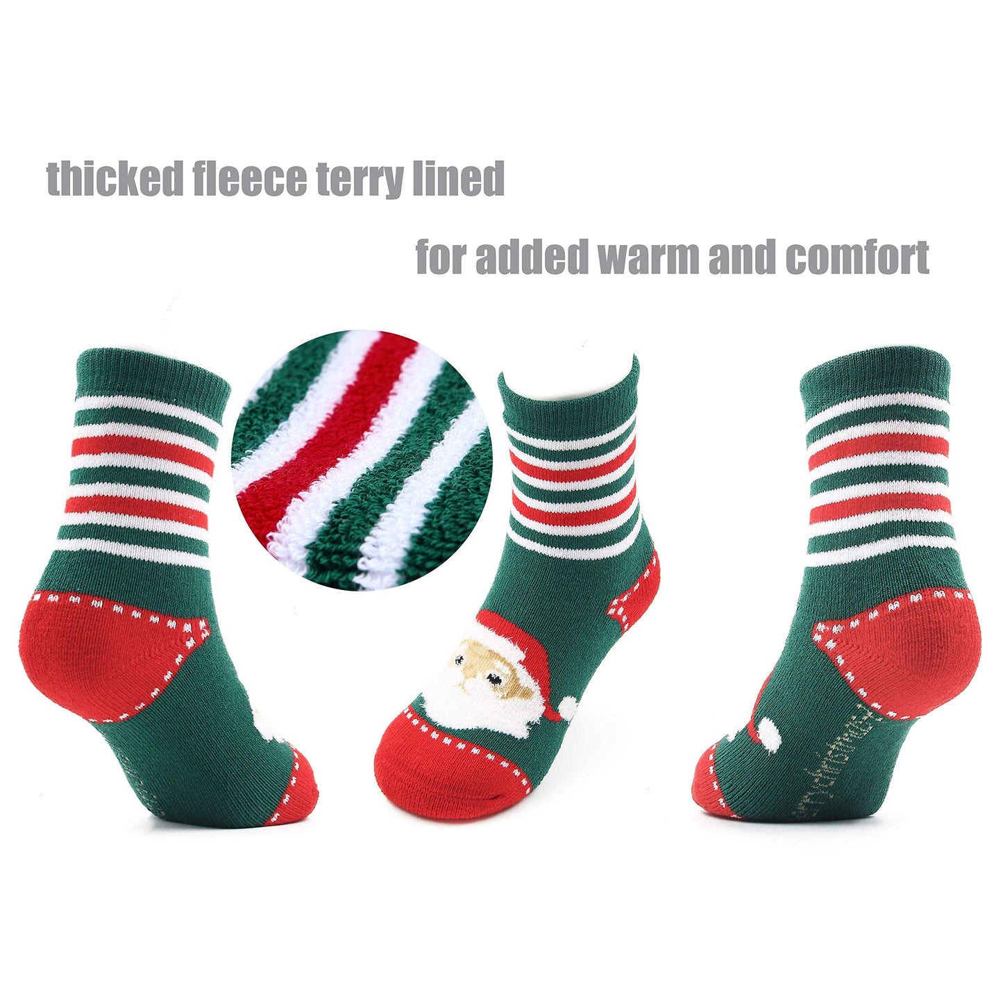 HowJoJo Big Boys Girls Christmas Socks Kids Warm Socks Winter Thermal Cotton Crew Socks 4 Pack 8-10 years