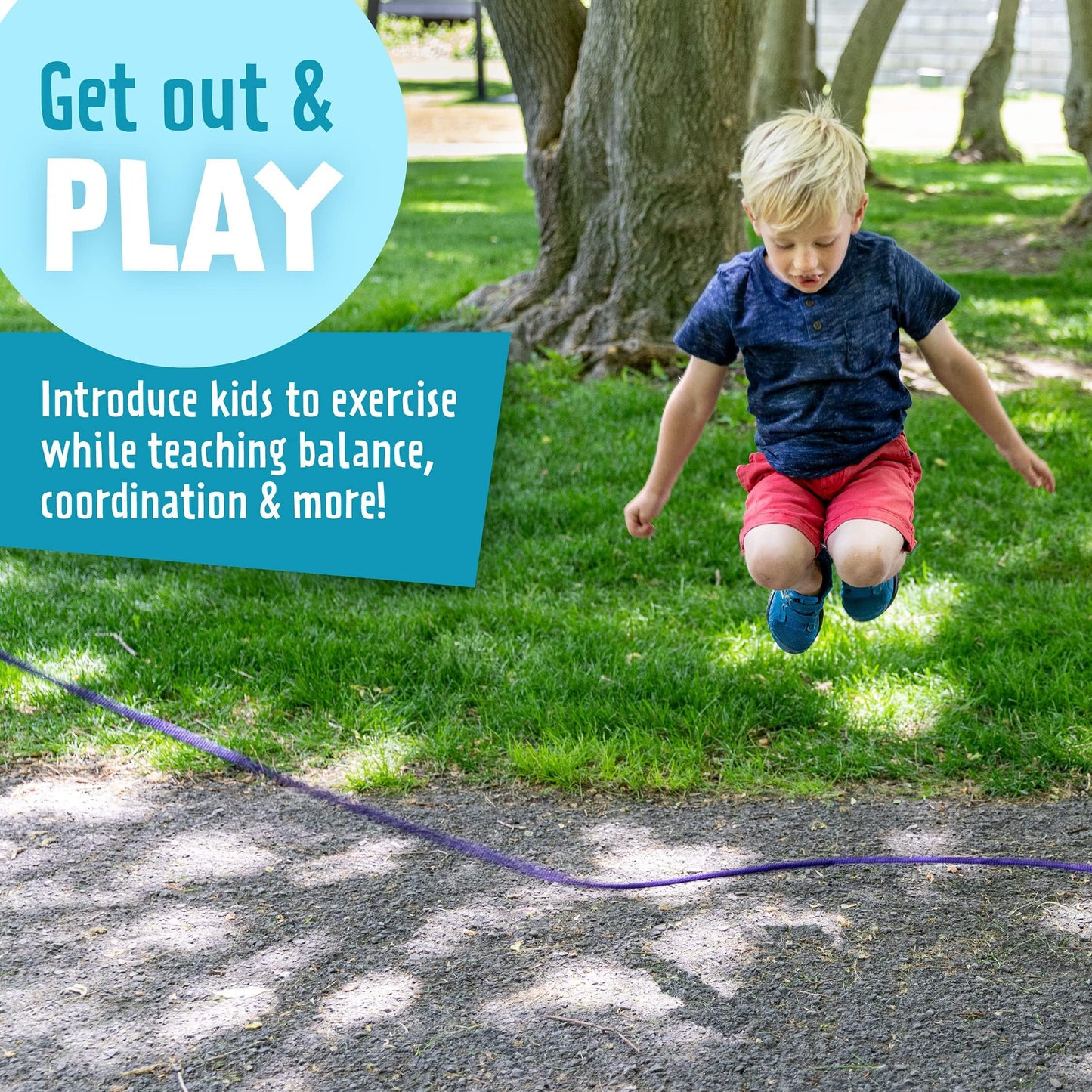 Just Jump It 16' Foot Single Jump Rope for Kids Women and Men - Active Outdoor Youth Fitness Excersing Equipment - Double Dutch Length Gym Accessories - Turquiose