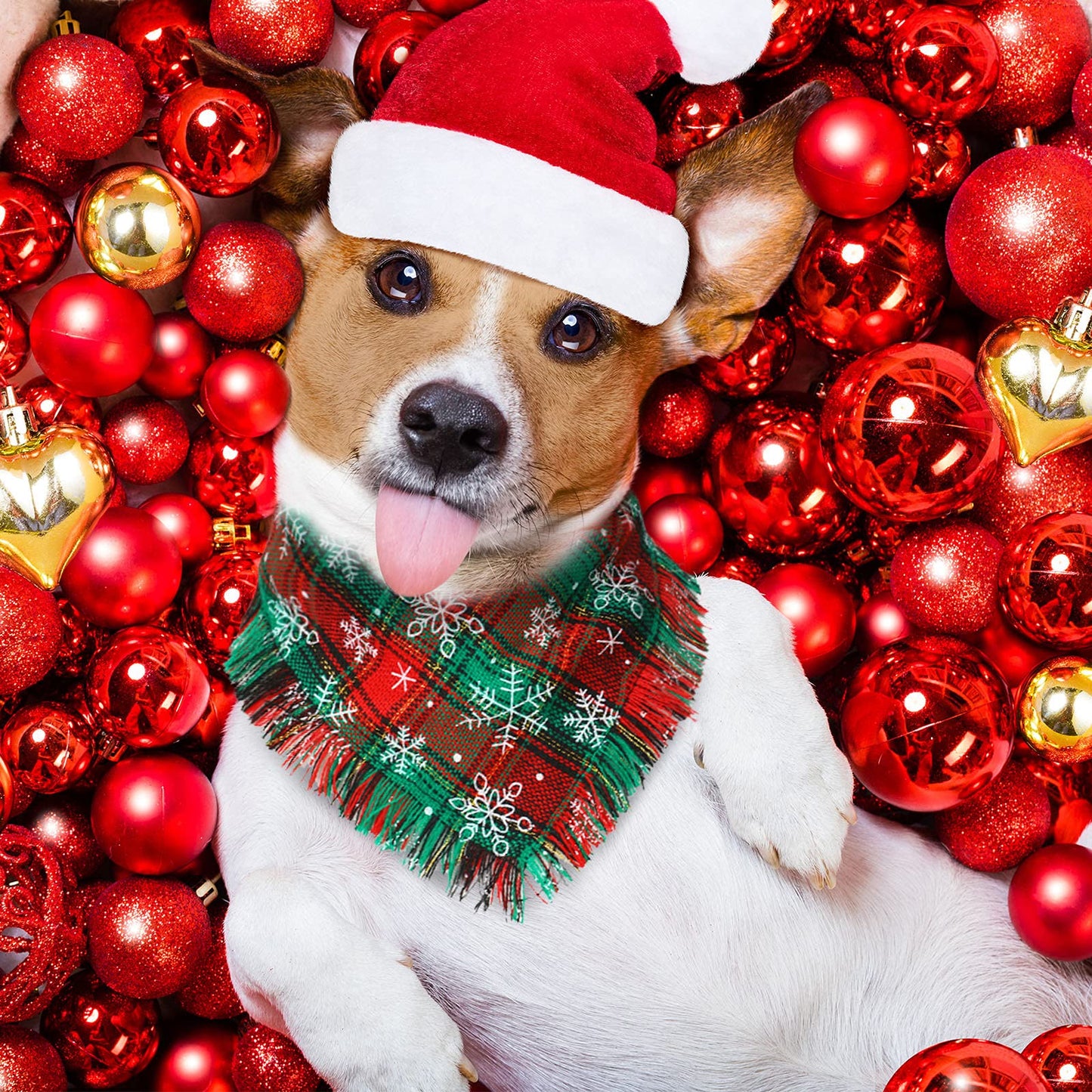 16 Pieces Christmas Dog Bandanas Bulk Classic Plaid Pet Scarf Triangle Puppy Bibs Kerchief Tassels Checked Handkerchief Winter Xmas Grooming Adjustable Accessories for Small Medium Large Dogs Cats