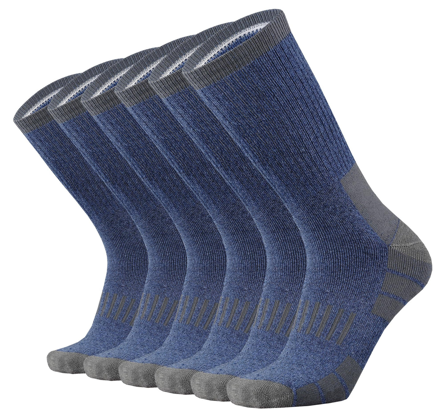 RedHero Men's Cotton Heavy Thick Full Cushion Crew Socks Moisture Wicking Control Thermal Winter Athletic Steel Toe Work Boot(Denim XL)