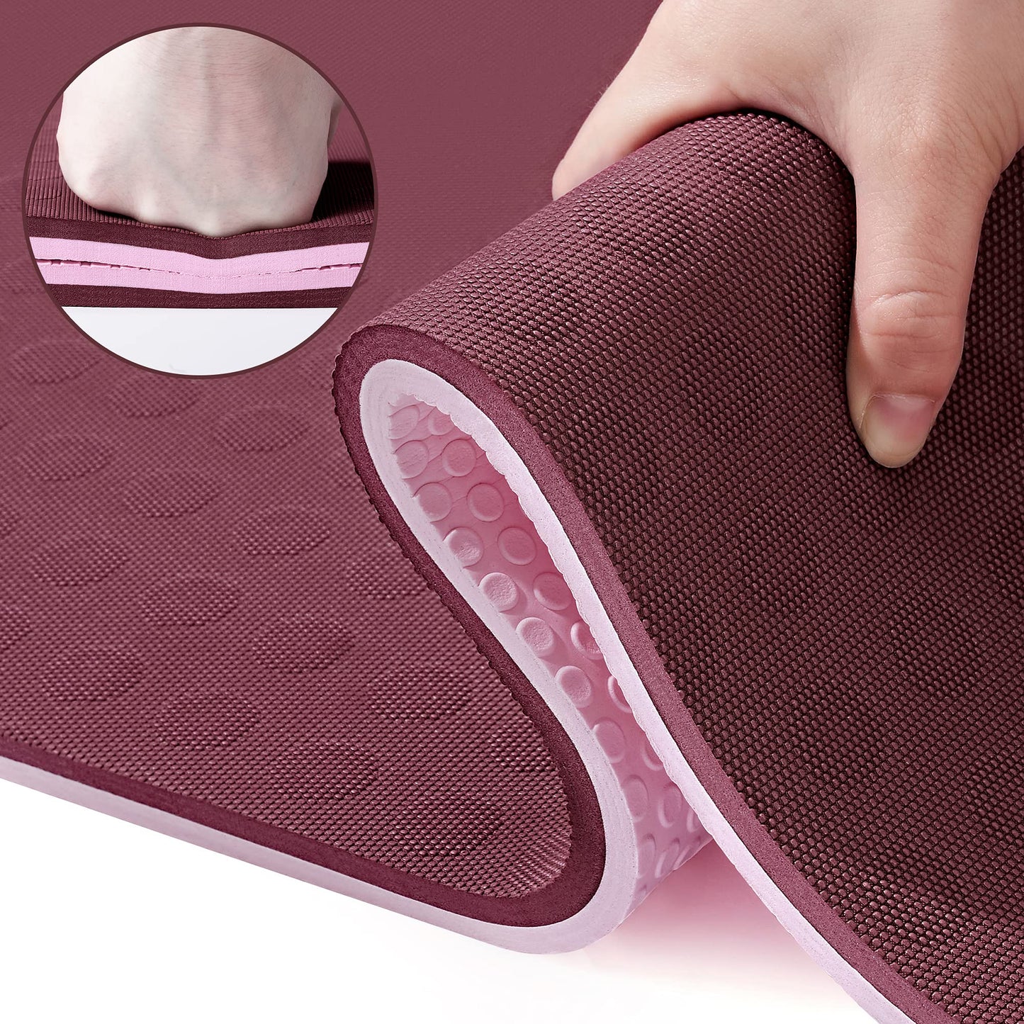 JELS Extra Thick Yoga Mat, 1.2/2 inch, Ergonomic 3D Non Slip Design, SGS Certified TPE Material, Yoga Mat for Men Women with Carrying Strap,Exercises Mat for Yoga, Pilates and Floor Workout(72"x26")