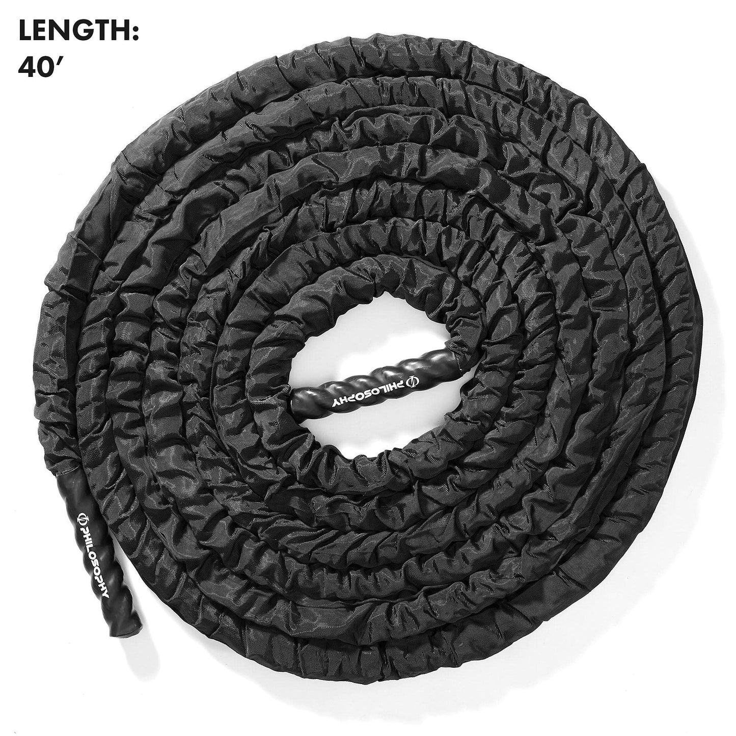 Philosophy Gym 40 Foot Exercise Battle Rope 1.5 Inch Diameter with Cover and Anchor Kit